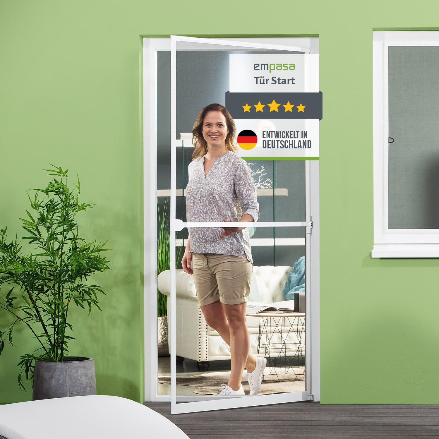 🦟 empasa Insektenschutz Fliegengitter Tür mit Alurahmen START 100x210 cm - Selbstbausatz in Weiß Angebot bei HelloDeals