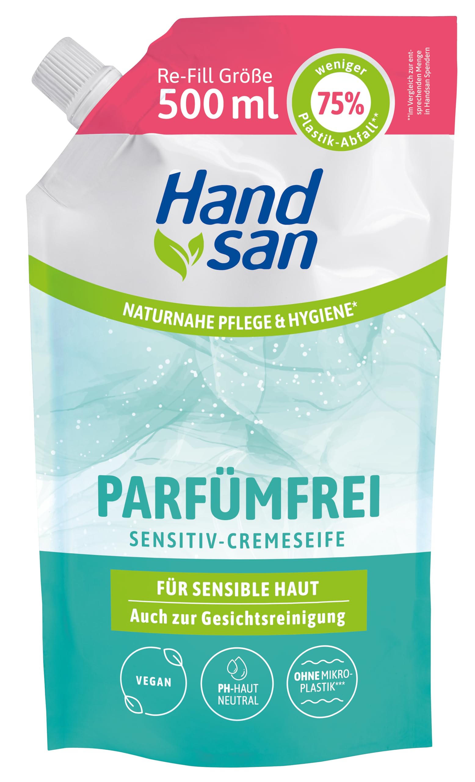 🌿🧼 Hand san Cremeseife parfümfrei Nachfüllbeutel | Händewaschen & Gesichtsreinigung Angebot bei HelloDeals