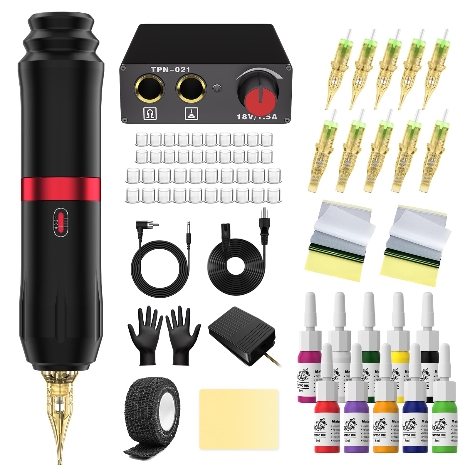 🖋️🎨 Tattoo Anfänger Set - Komplettes Tattoo Pen Kit mit Netzteil, 10 Farbtinten & Nadeln 🖤 Angebot bei HelloDeals