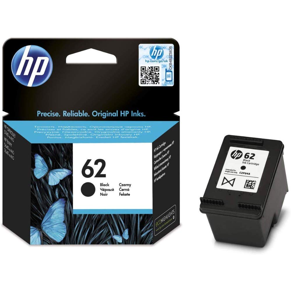 🖨️ HP 62 (C2P04AE) Original Druckerpatrone Schwarz für HP ENVY 55xx, 56xx, 7640, HP OfficeJet 200, 250, 57xx Schwarz Standard Single Angebot bei HelloDeals
