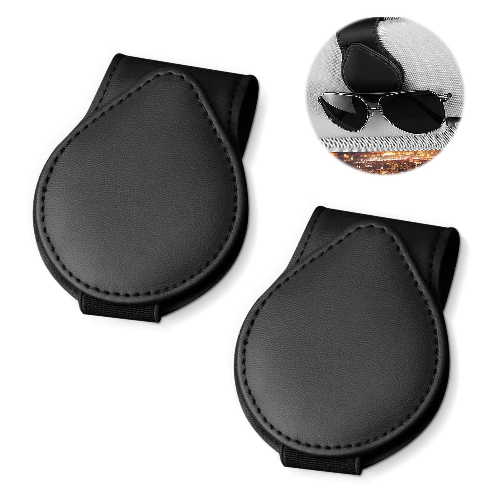 🕶️🚗 Brillenhalter für Auto - 2er Pack Leder Brillenhalter für Auto Sonnenblende Angebot bei HelloDeals