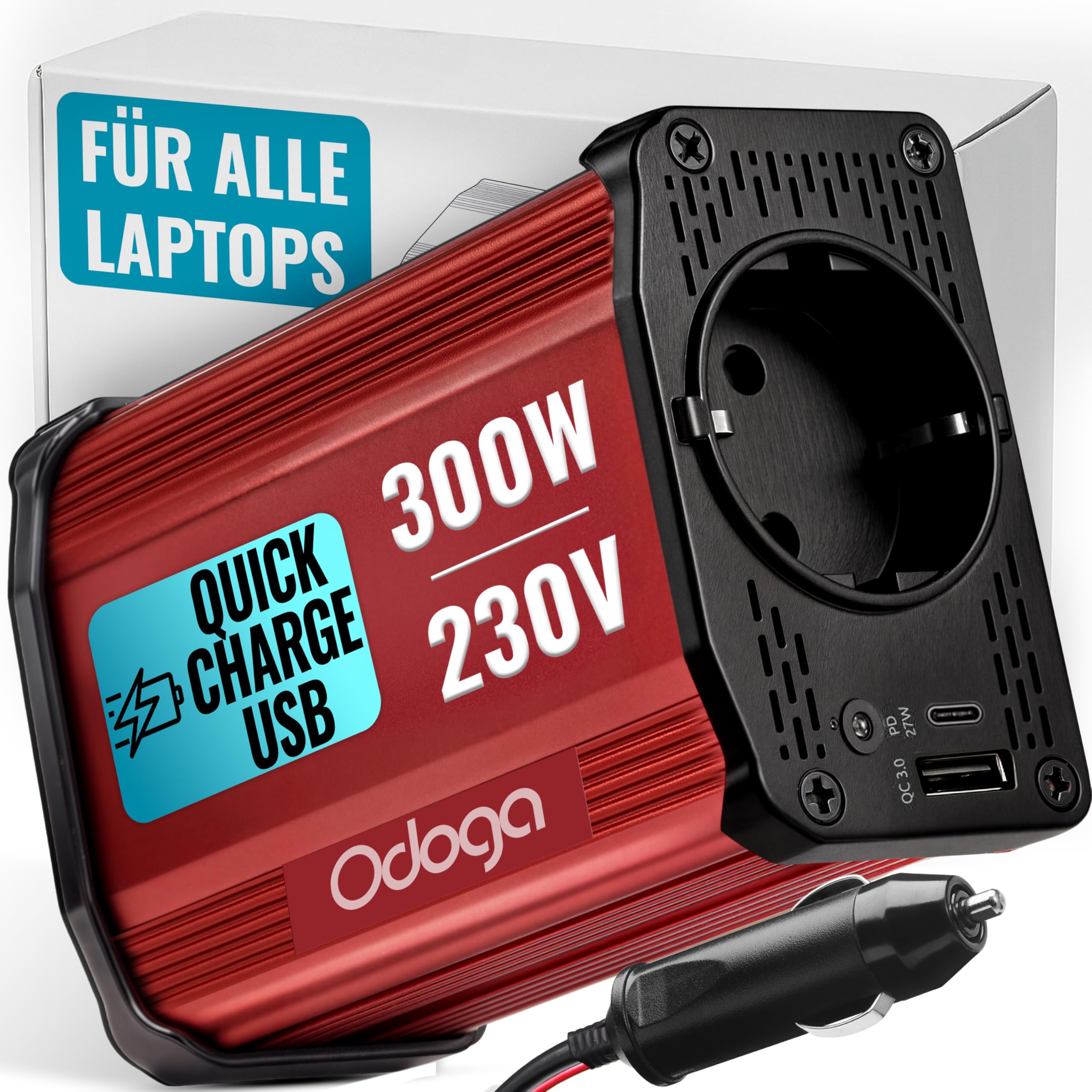 Odoga Wechselrichter 12V auf 230V – 300 W Spannungswandler 🚗💻🔌 Angebot bei HelloDeals