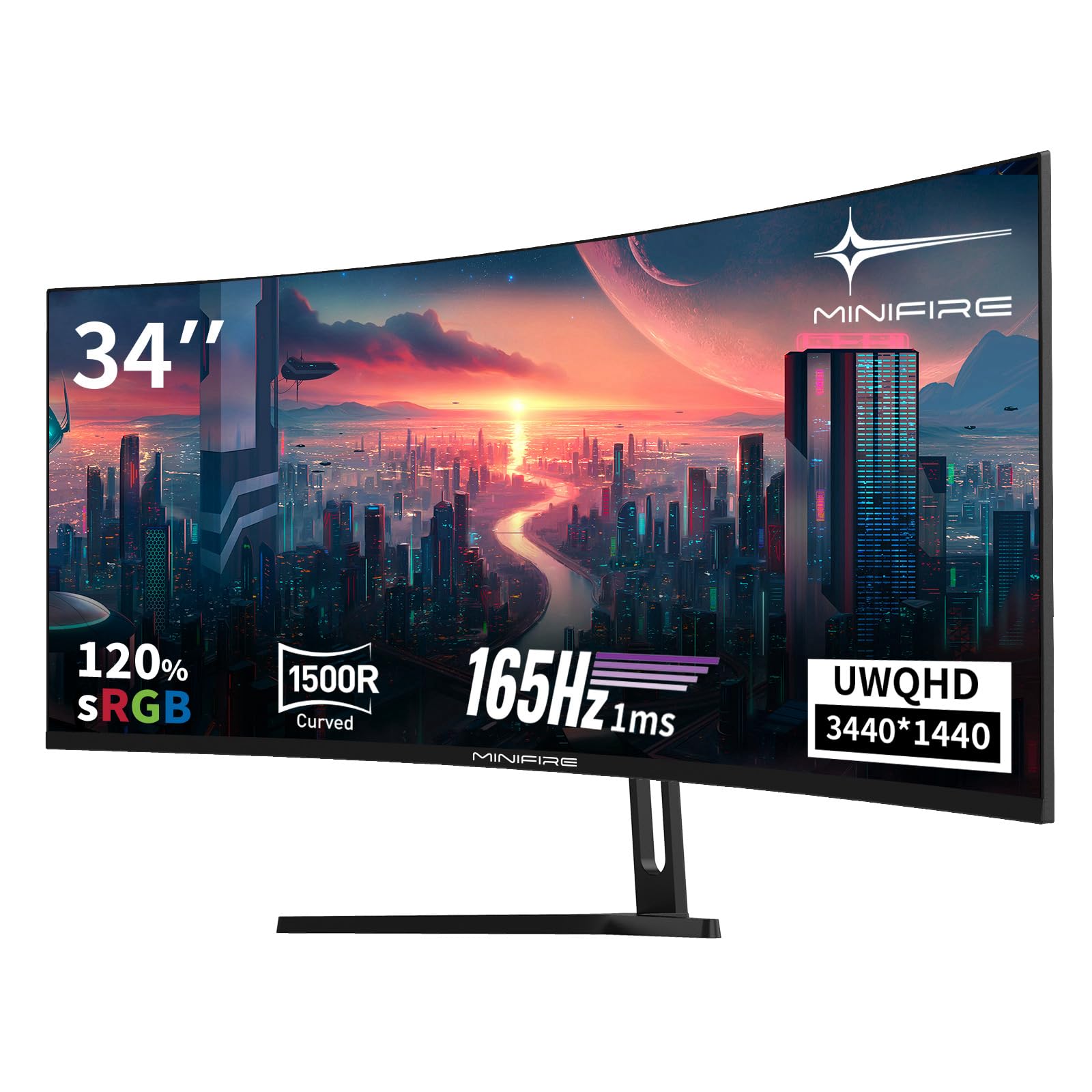 🎮 Minifire 34" UWQHD Curved Gaming Monitor 165Hz(DP) 🖥️ Angebot bei HelloDeals