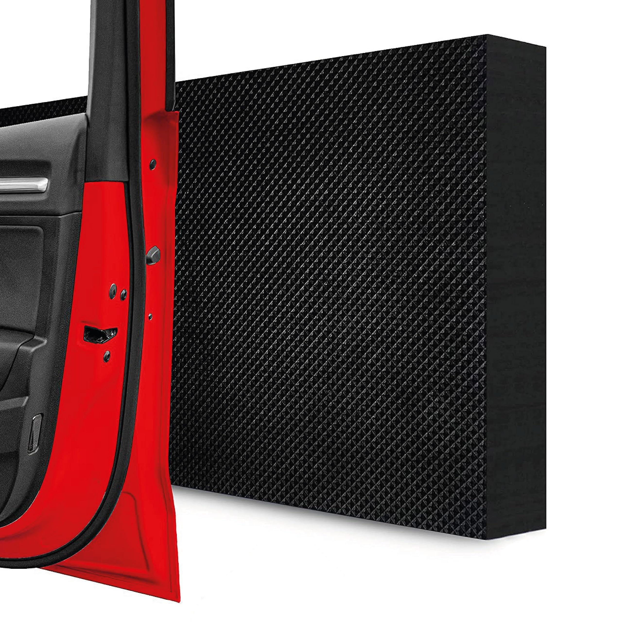 🚗 STRACKS® 4X Garagen Wandschutz 40x20x3cm Türschutz - 4er Set Karomuster, schwarz Angebot bei HelloDeals