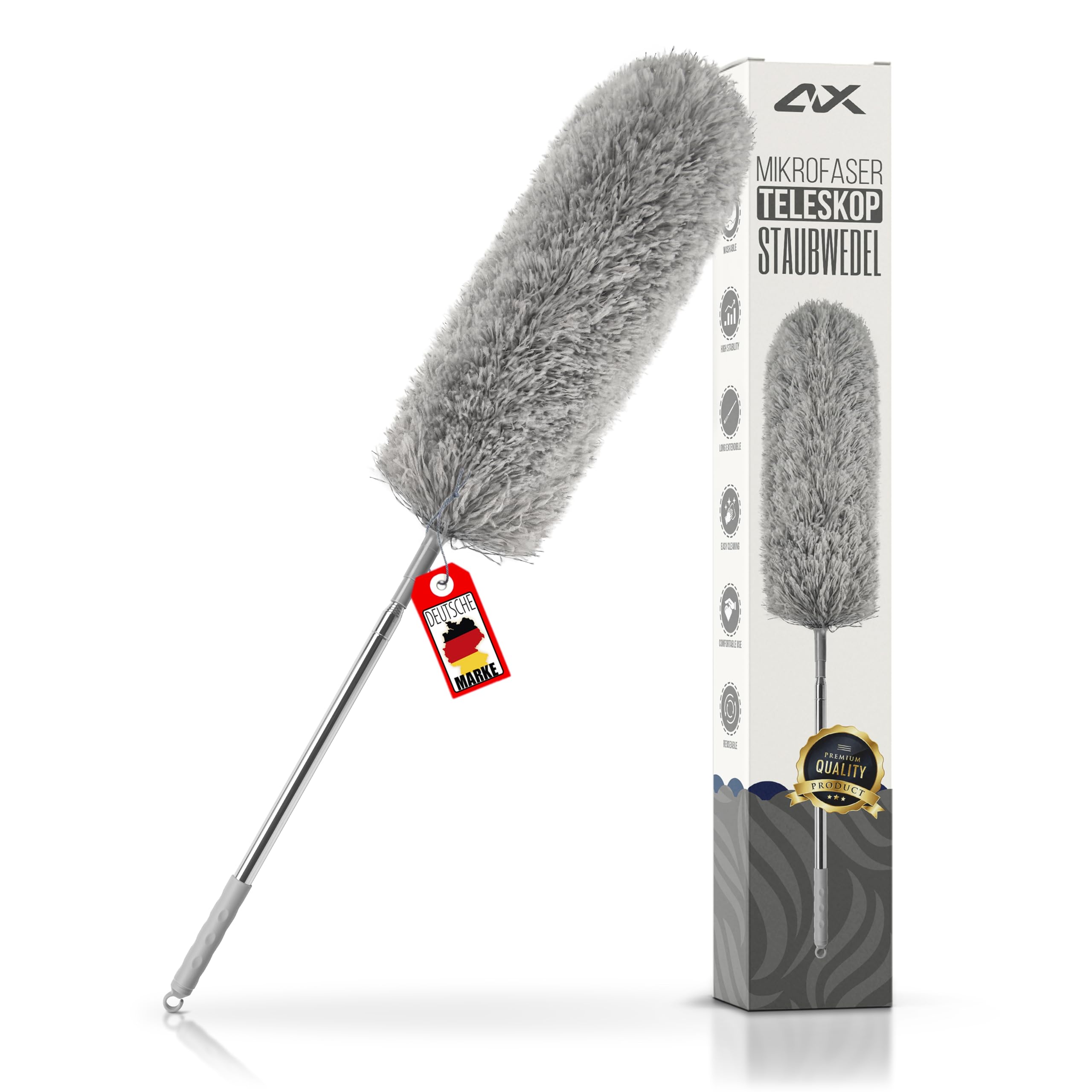 ALX Staubwedel ausziehbar bis 260cm 🌬️ Stilvolle Reinigung für ein makelloses Zuhause (Grau) Angebot bei HelloDeals