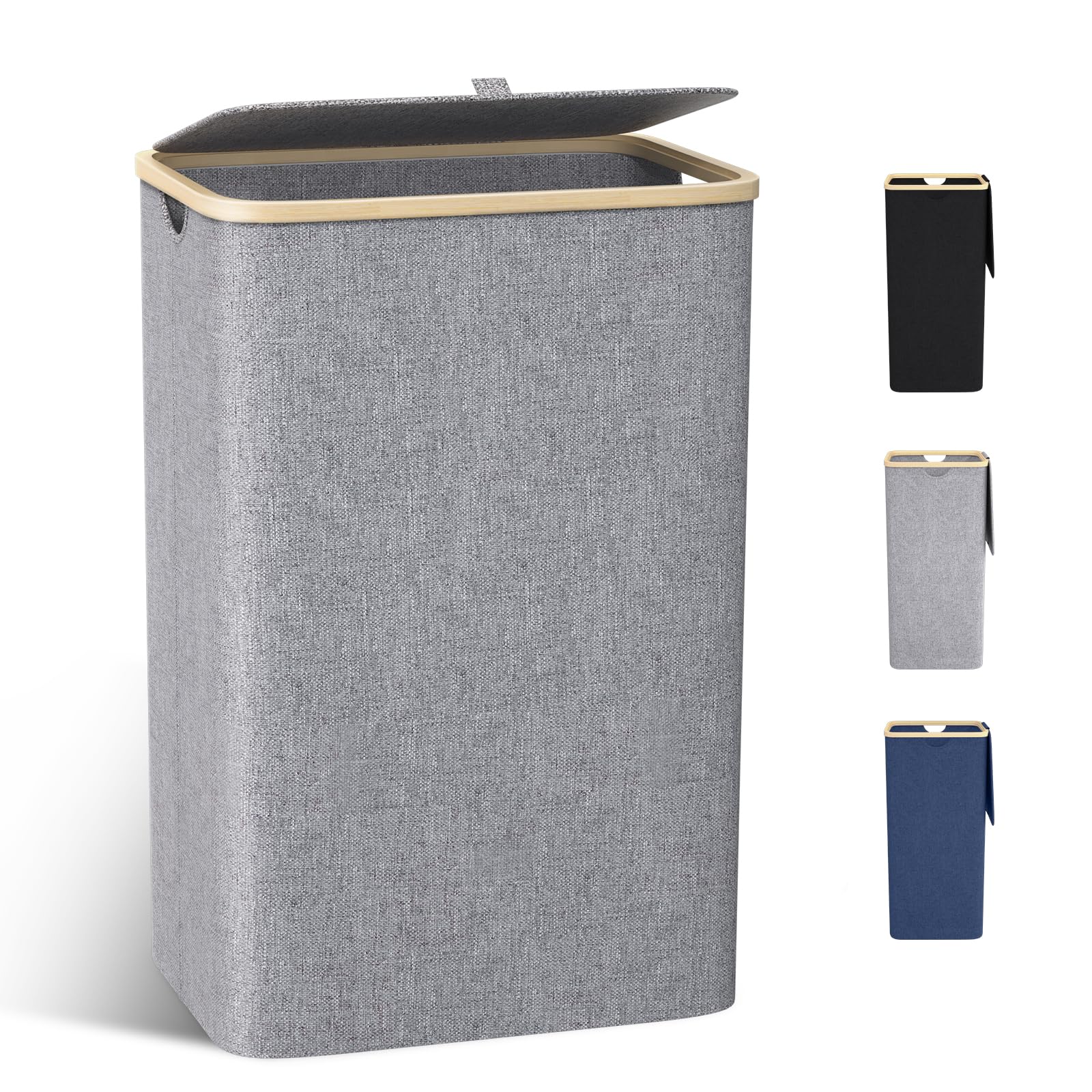 Wäschekorb mit Deckel 100L Grau 🧺 Angebot bei HelloDeals