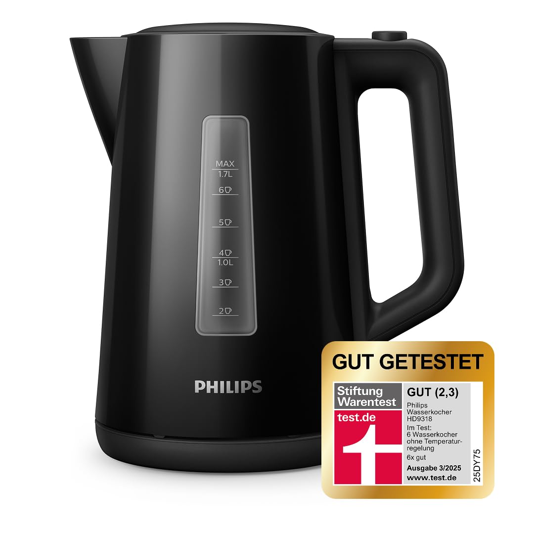 🔥 Philips Wasserkocher – 1.7 L Fassungsvermögen mit Kontrollanzeige, Pirouettenbasis, schwarz (HD9318/20) Black! Nur 24.99€ Angebot bei HelloDeals