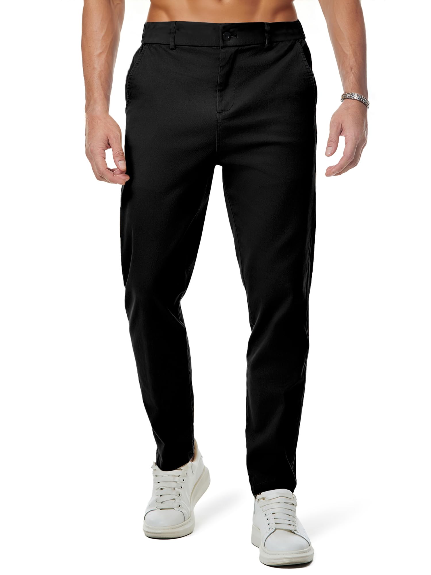 JMIERR Baumwolle Chino Hosen Herren Stretch Cargohose Hose Männer Business Freizeit Hosen Schwarz 🕶️ Angebot bei HelloDeals