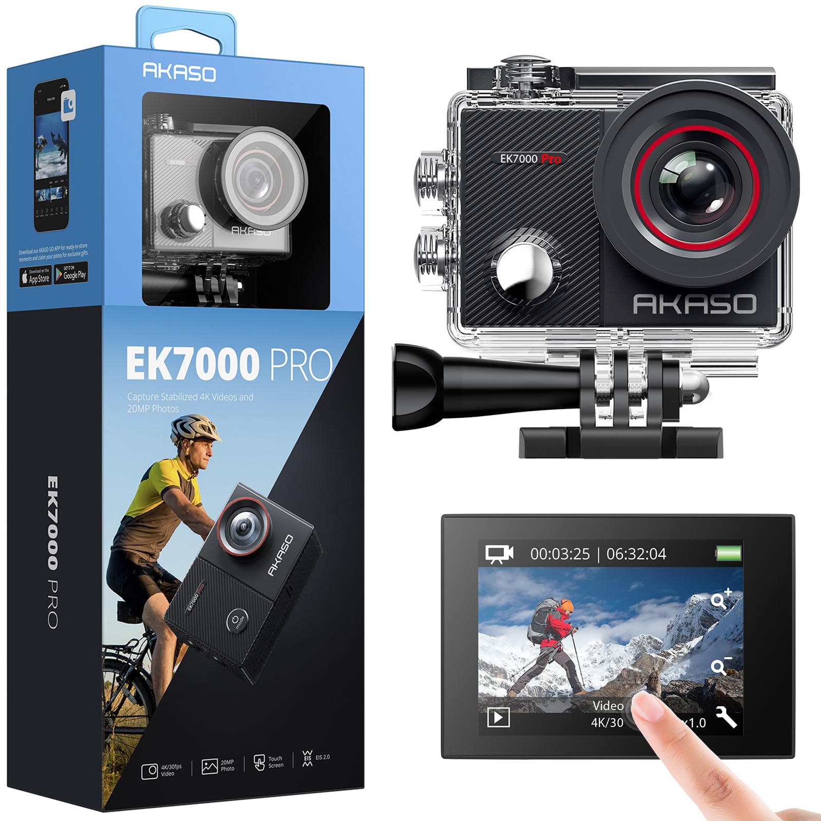 AKASO Action Cam 4K 20MP WiFi 40M Unterwasserkamera 📷🌊 EK7000 Pro Angebot bei HelloDeals