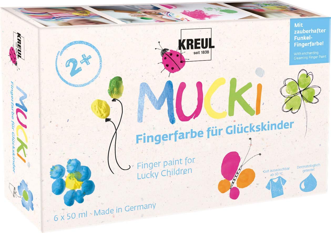 🎨 KREUL 23050 - Mucki Fingerfarbe für Glückskinder, 6 x 50 ml 🌈 Angebot bei HelloDeals