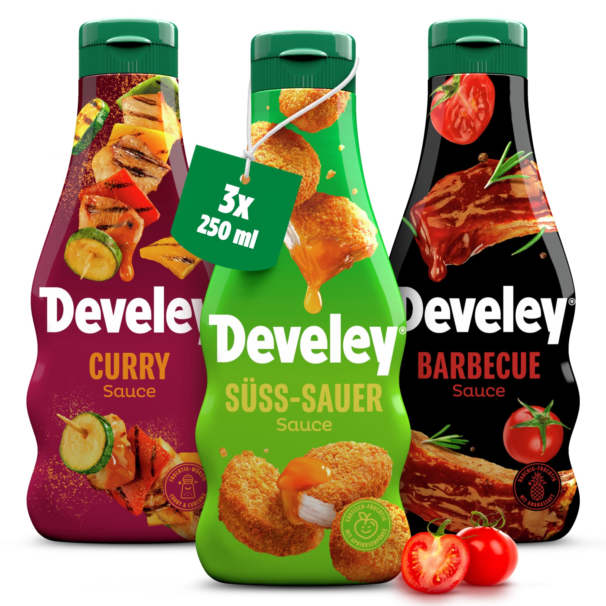 Develey Saucen-Set 3x250ml Squeeze-Flaschen Bundle 🌶️🍔🥢 Angebot bei HelloDeals