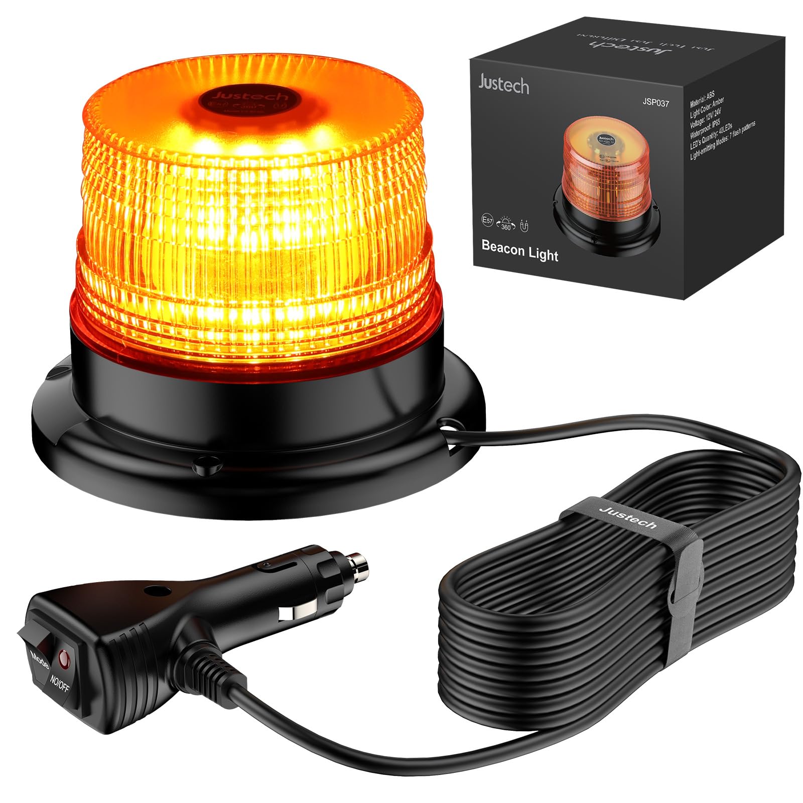 Justech 40 LED Rundumleuchte Blitzleuchte 7 Modus mit 5m Netzkabel Angebot bei HelloDeals