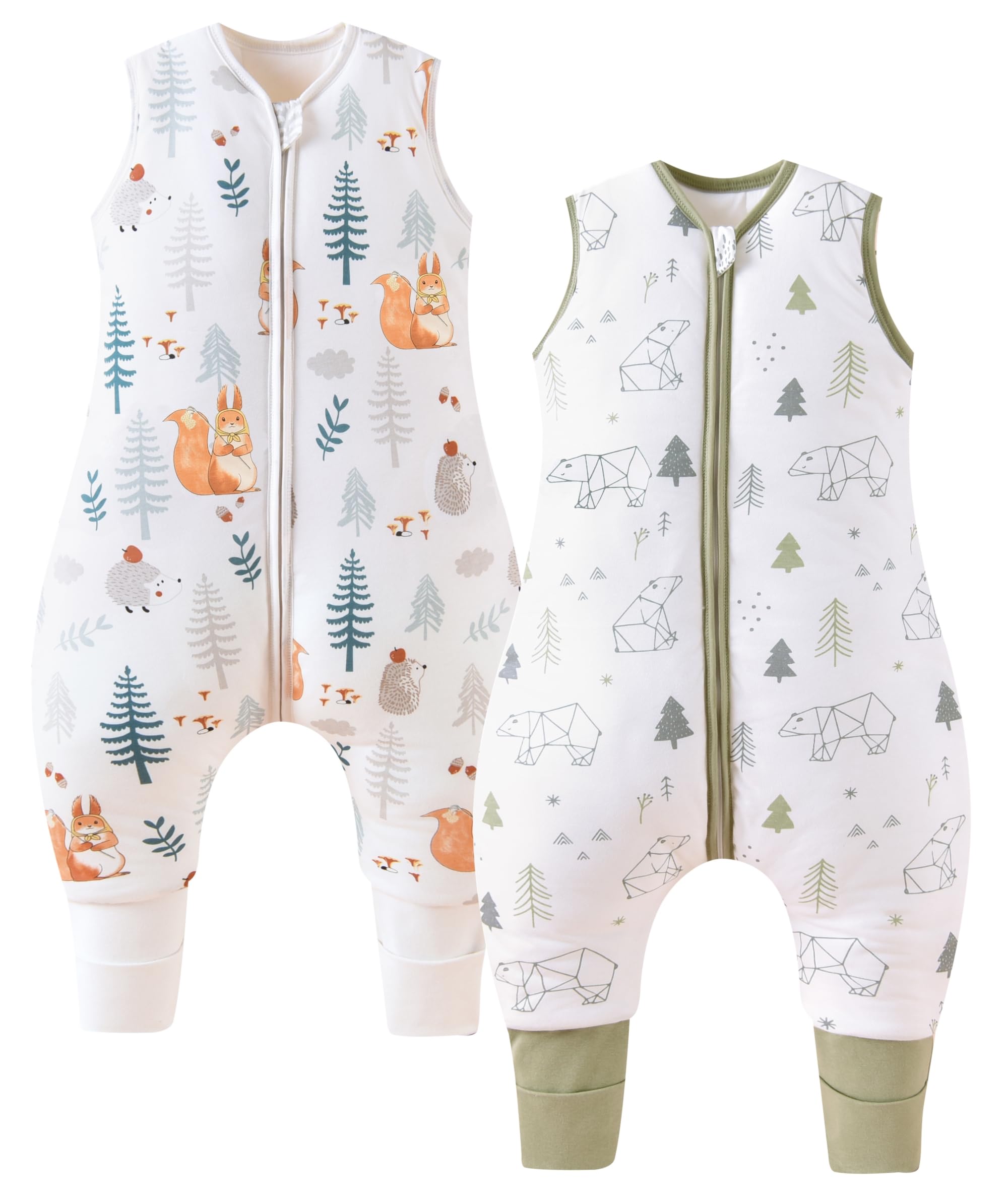 👶🌟 Chilsuessy 2er Pack Baby Schlafsack mit Beinen 1.5 Tog Schlafsack 100% Baumwolle 🌟👶 Angebot bei HelloDeals