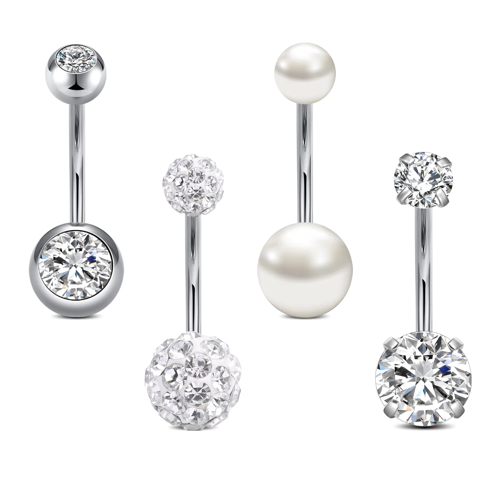 Rajnard Bauchnabelpiercing Set 🌟 4 Stück-14g (1,6 Mm)-12 Mm Angebot bei HelloDeals