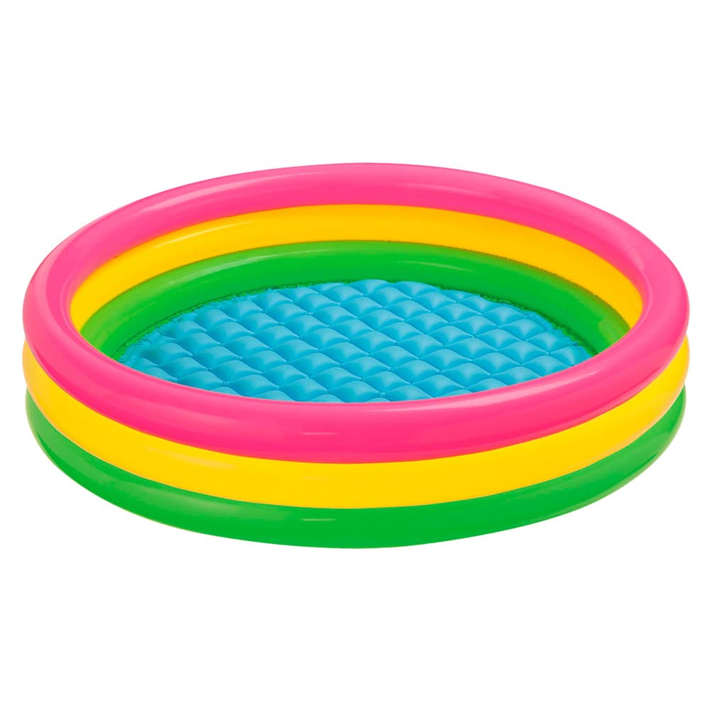 🌅🏊‍♂️ Intex 57412NP - Aufblasbarer Pool Sunset Glow 🌈 DREI Ringe, Vinyl, Mehrfarbig, 114x25 cm Single Angebot bei HelloDeals