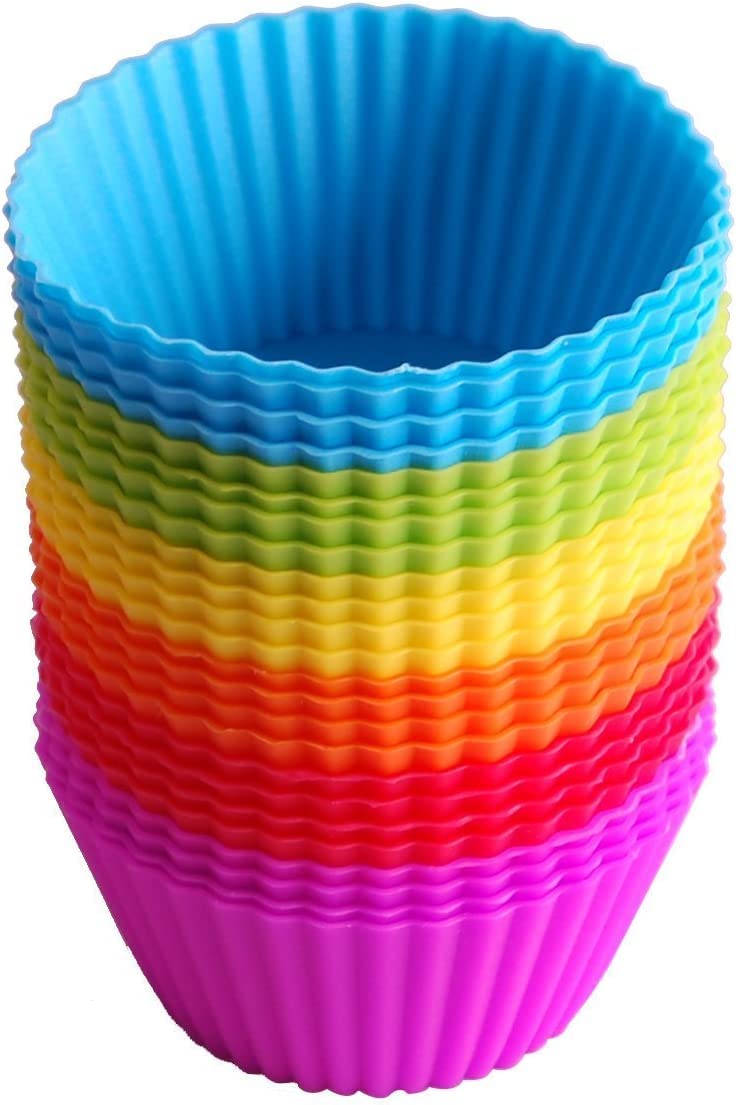 🧁🌈 Cupcake-Formen-Deal: 24 Stück wiederverwendbare Silikon Backformen Muffin-Formen 🌟🛒 Angebot bei HelloDeals