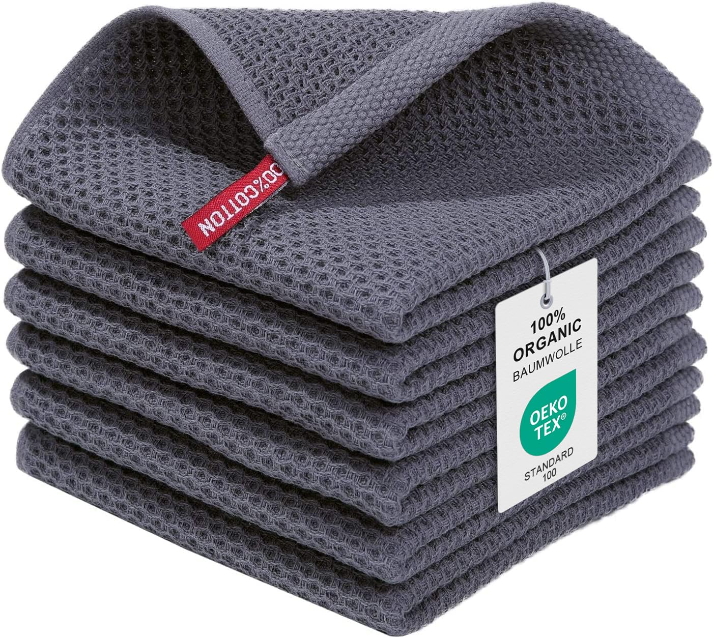 🌿 Moosfor Geschirrtücher 100% Baumwolle, 6er Set 30 x 30 cm, Dunkelgrau 30 x 30cm (6 Stück) Dunkelgrau 🌿 Angebot bei HelloDeals