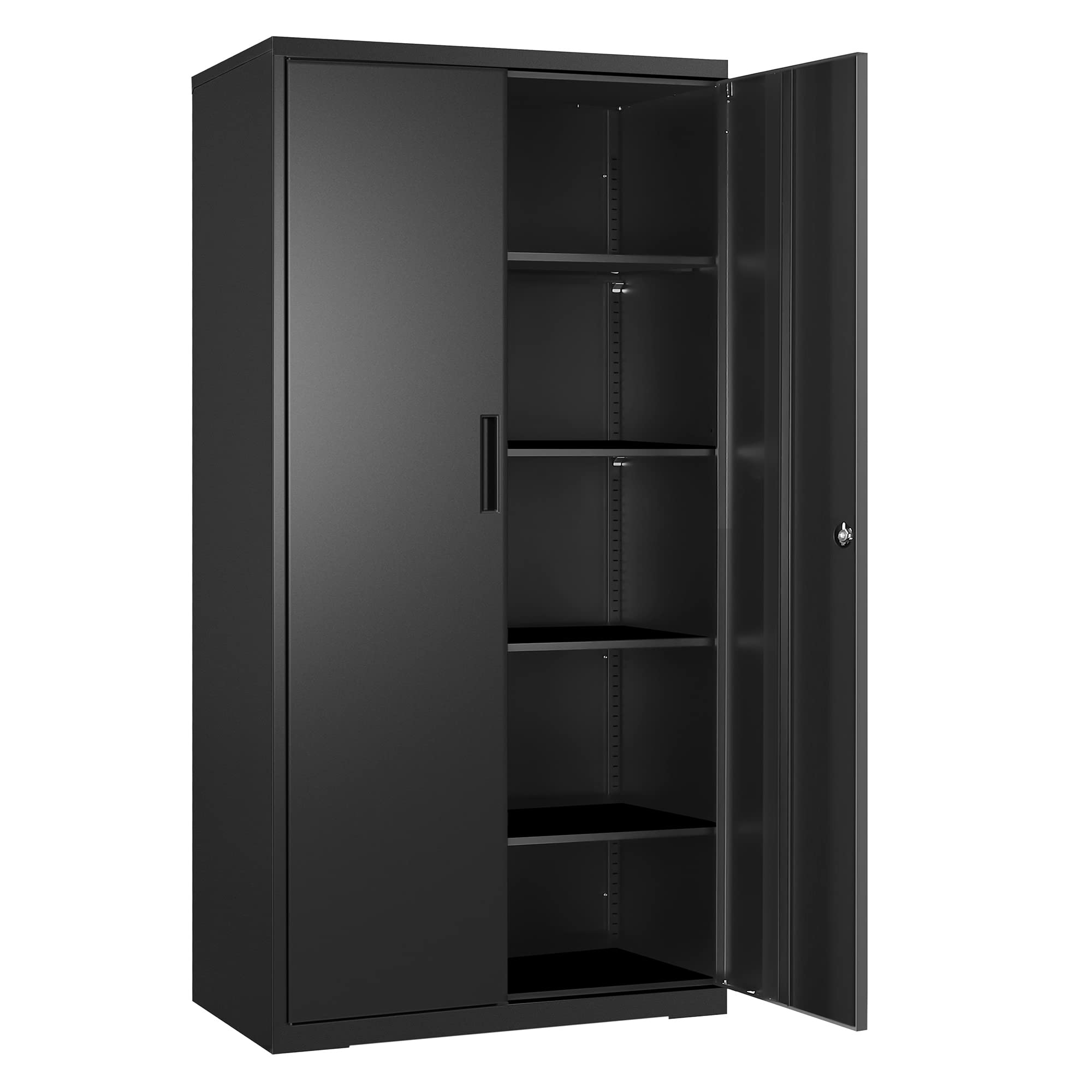 SONGMICS Aktenschrank, Mehrzweckschrank, Stahl-Aufbewahrungsschrank 🌟 5 Ebenen, Doppeltüren, Schloss 🔒 Werkzeugschrank 🧰 verstellbare Ablagen 📚 Garage, Büro, Wohnzimmer, schwarz OMC015B01 80B cm Schwarz Angebot bei HelloDeals