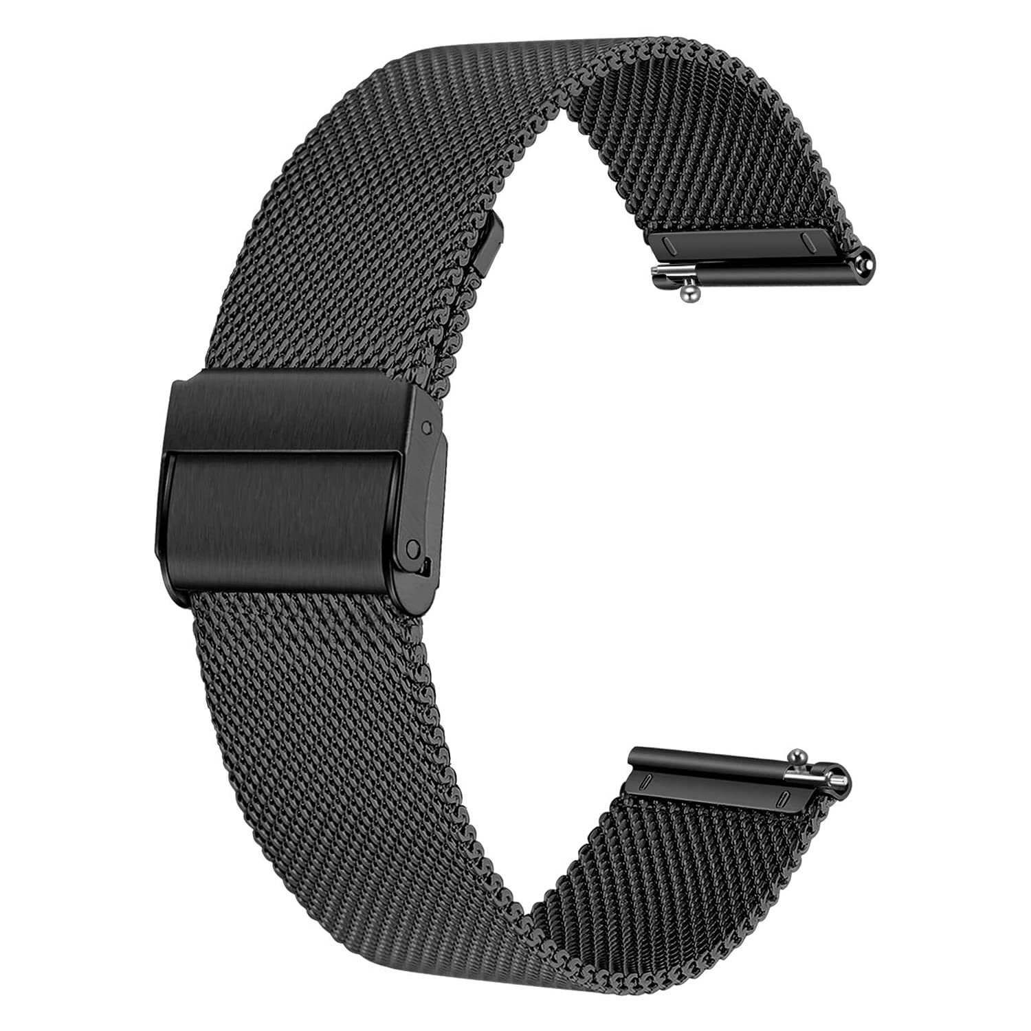 Deolven Metall Uhrenarmbänder 🌟 Schnellspanner Armbänder Milanaise Uhrenarmband 22mm Schwarz Angebot bei HelloDeals