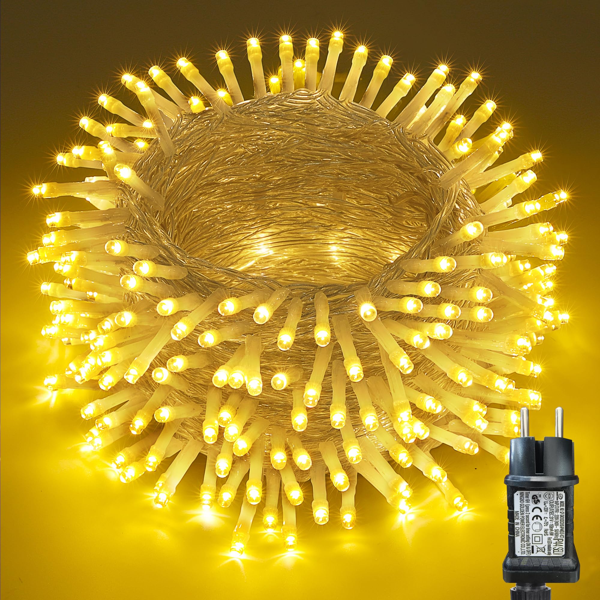 Moxled Lichterkette Außen 10m 100LED 🌟 Warmweiß Lichterkette Außen mit Timer ⏰ Wasserdicht 8 Modi Weihnachtsbeleuchtung 🎄 Angebot bei HelloDeals