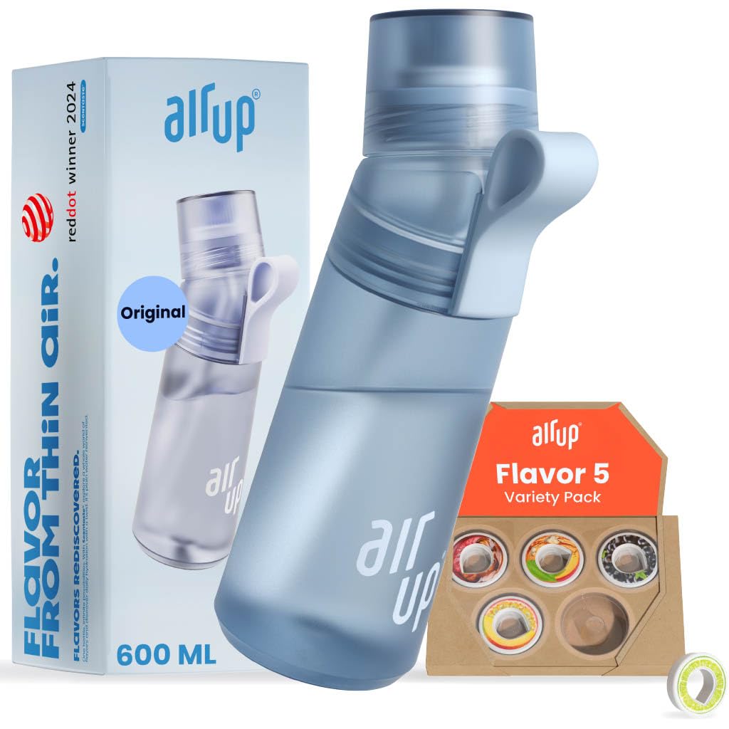 🌊 air up® Trinkflasche (600 ml) + 5 Duft-Pods & Strohhalm | Wasserflasche Blau mit Geschmack Angebot bei HelloDeals