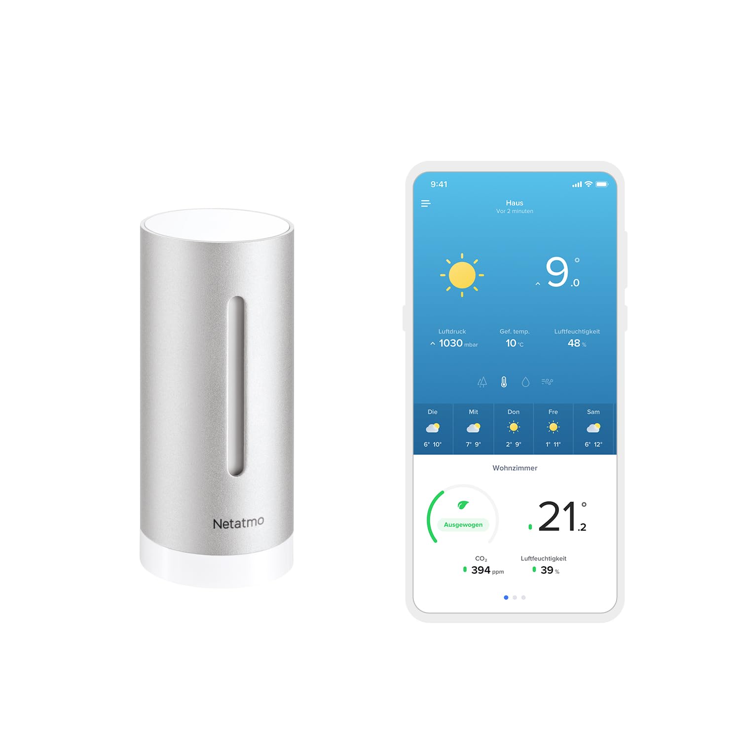 Netatmo Smartes Innenmodul für Wetterstation, silber ⛅🏡 Angebot bei HelloDeals