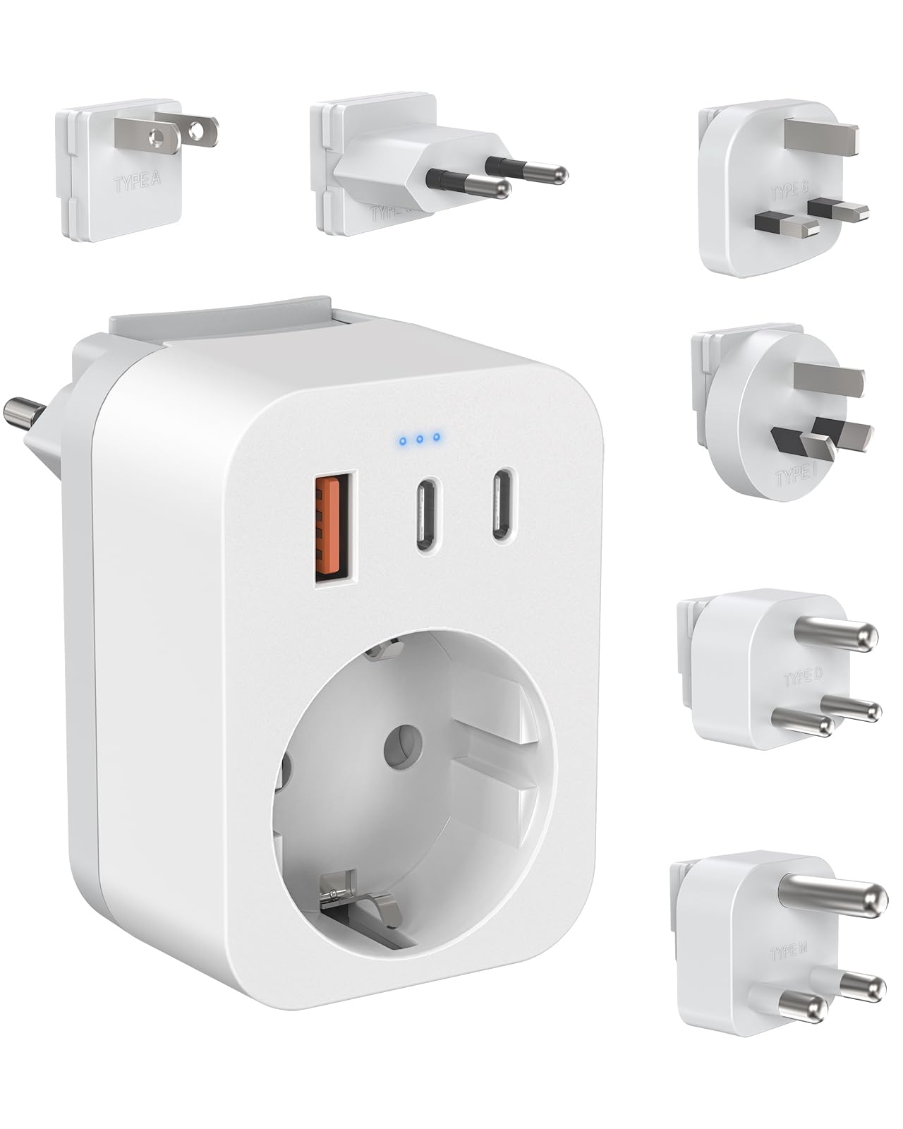 🌍 Reiseadapter Weltweites Set mit USB C (PD 20W) - 6 Abnehmbare Reisestecker 🌎 Angebot bei HelloDeals