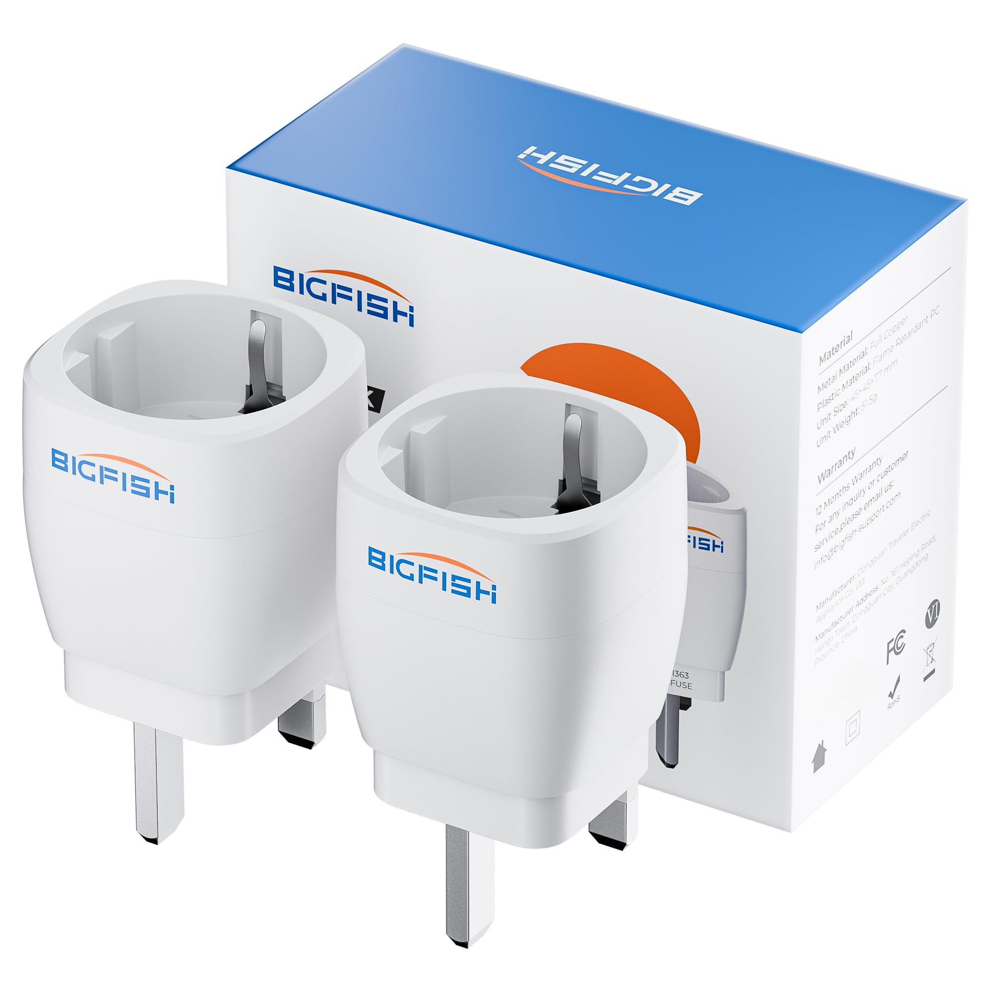 🔌🌍 Bigfish UK Adapter 2Pack - Weiß UK Adapter für Reisen! Angebot bei HelloDeals