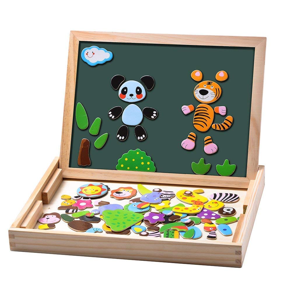 🧩🌳 Uping Magnetisches Holzpuzzle 100 Stück Wald und Tier Puzzles Spielzeug 🐻🦁 Angebot bei HelloDeals
