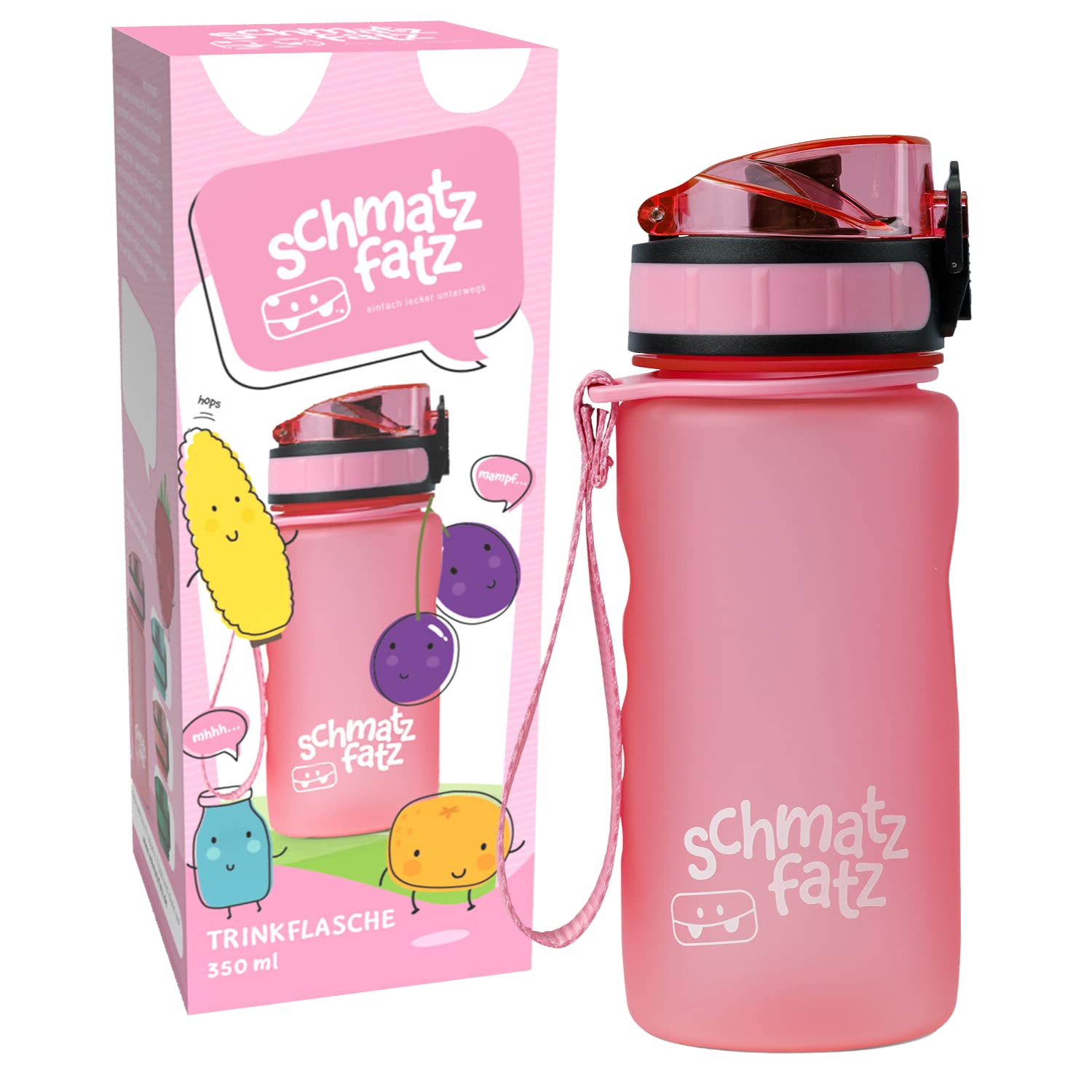 🌟 Schmatzfatz Klarstein Sportflasche, BPA-frei, Auslaufsicher, 350ml Rosa - Deal Angebot bei HelloDeals