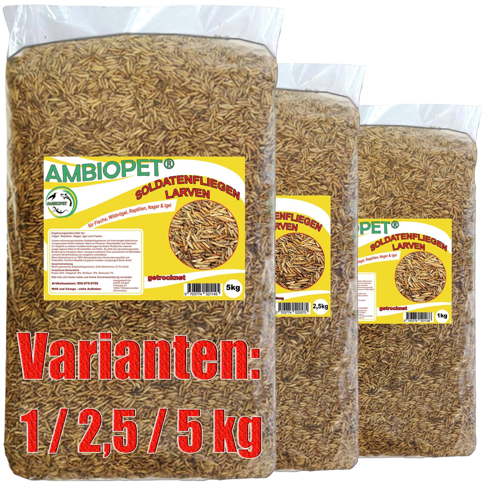 🦗🐦 Ambiopet Soldatenfliegenlarven (Hermetia) getrocknet 5kg Packung 🦗🐦 Angebot bei HelloDeals