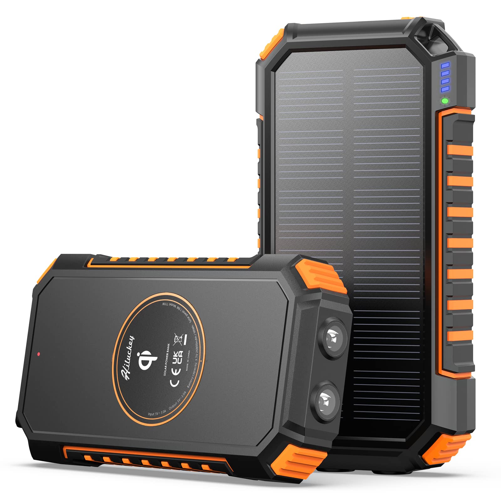 📱🔋 Hiluckey Wireless Solar Powerbank 26800mAh Orange - Power Bank für Smartphones und Tablets Angebot bei HelloDeals