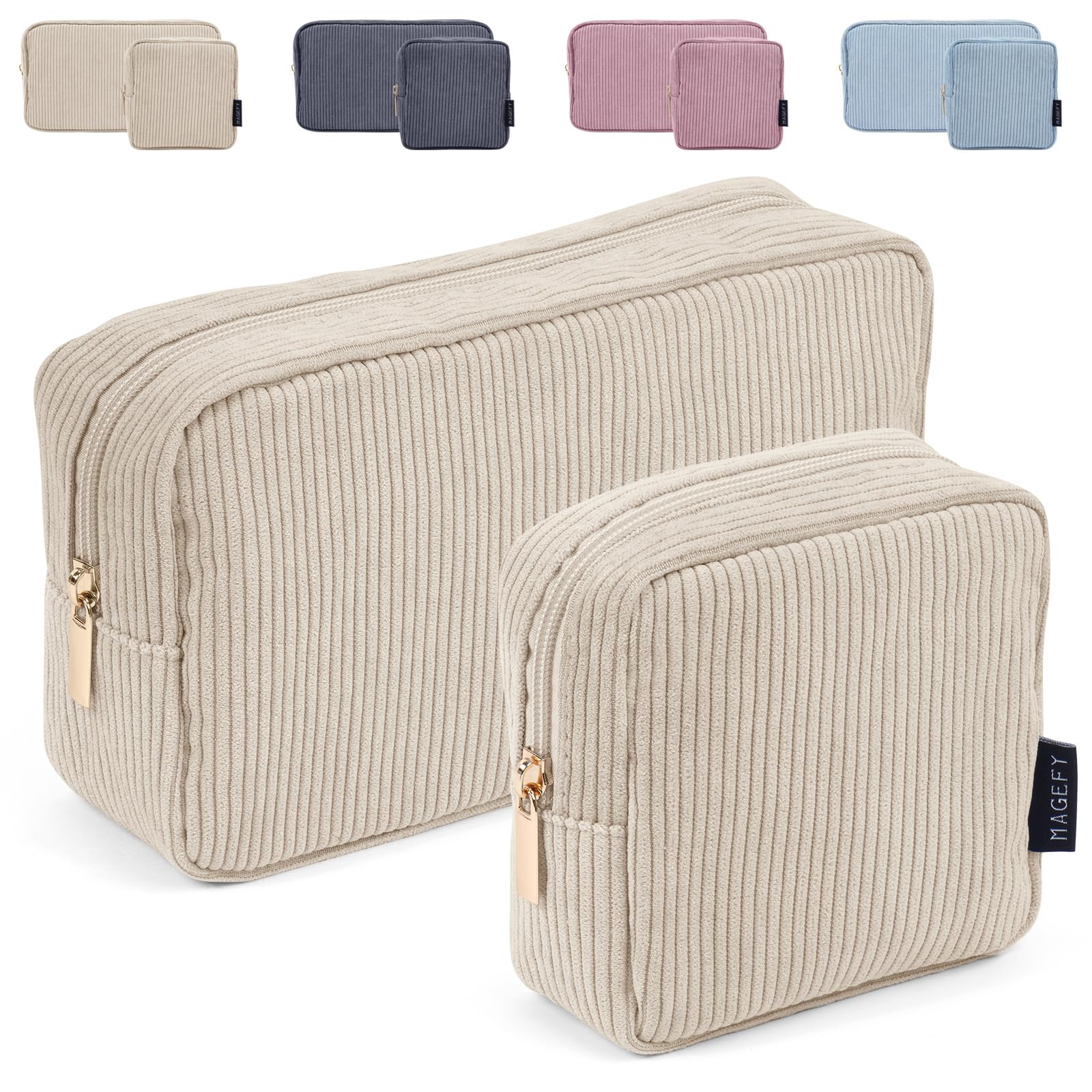 🌟 MAGEFY Kosmetiktasche Set für Damen - 2 Make-up-Taschen in beige 🌸 Angebot bei HelloDeals