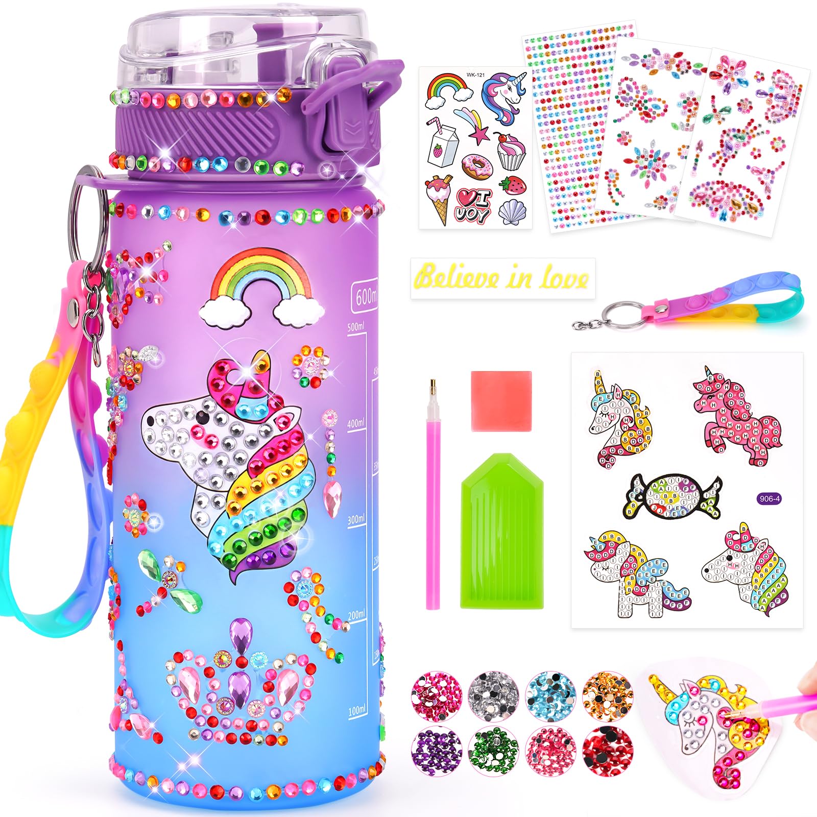 Einhorn Geschenke für Mädchen 5-6-7-8-9 Jahre 🌈 DIY Trinkflasche Bastelset Angebot bei HelloDeals
