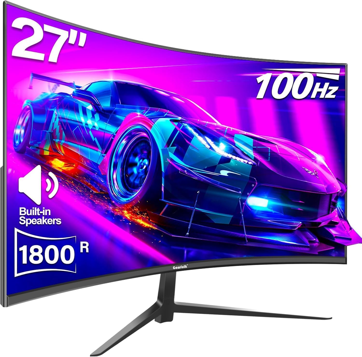 🖥️ Gawfolk Curved Monitor 27 Zoll 100Hz - PC Bildschirm mit Lautsprecher 1080P Angebot bei HelloDeals
