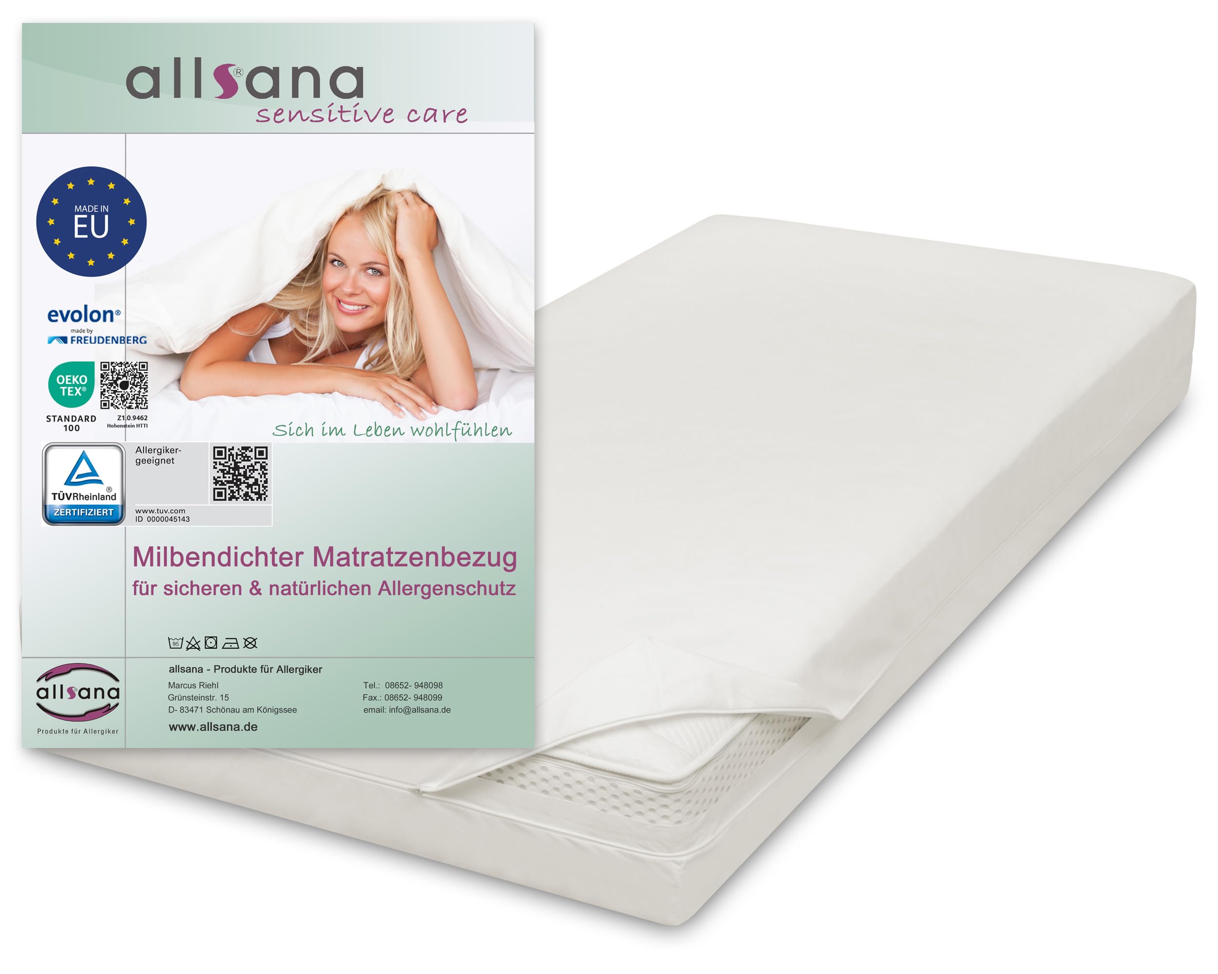 Allsana Allergiker Matratzenbezug 90x200x20 cm 🌿| Anti Milben Encasing 🐜| Milbenschutz für Hausstauballergiker Angebot bei HelloDeals