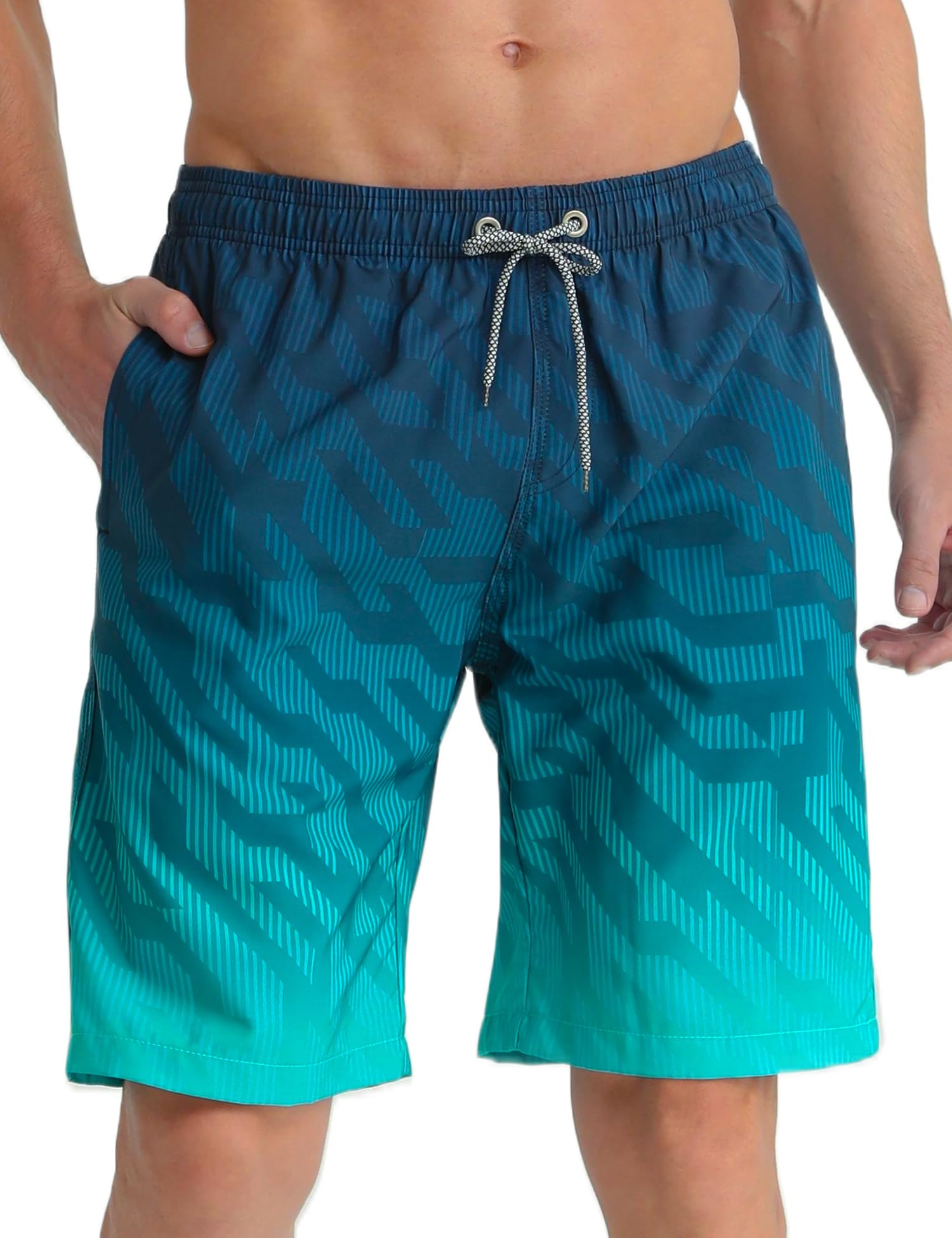 🩳 APTRO Herren Badehose Lang Badeshorts Schnelltrocknend Boardshorts Freizeit Short L Geometrische Grün Mk3309 Angebot bei HelloDeals