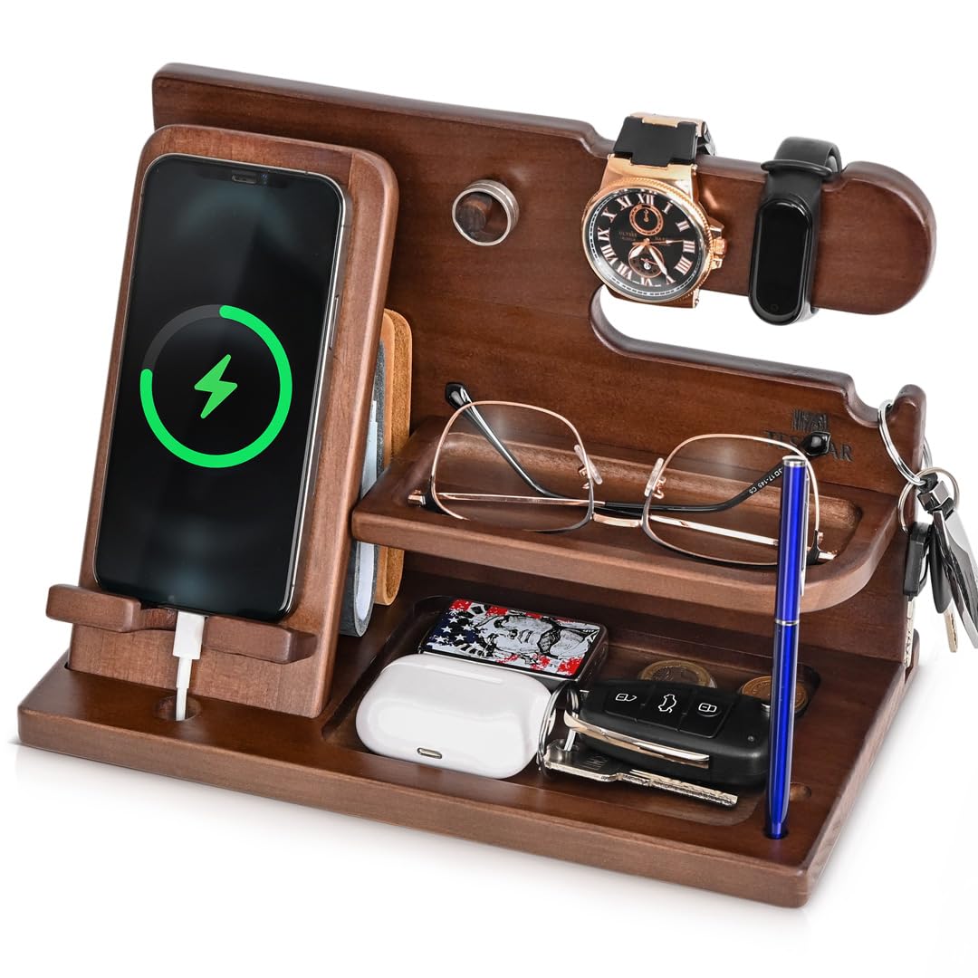 TESLYAR Handy-Dockingstation aus Holz für Männer 🎁 Angebot bei HelloDeals