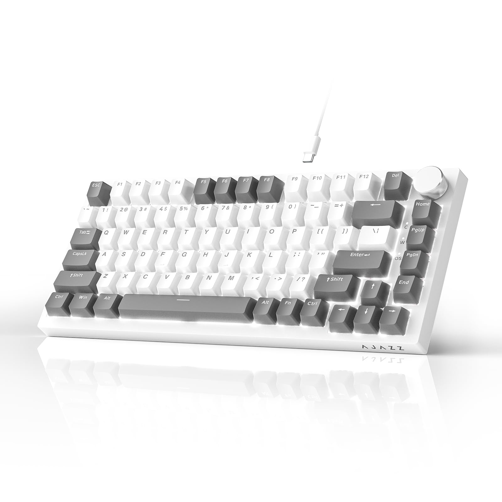 AJAZZ AK820 Gaming Tastatur | Mechanisch | 75% Layout | PBT Keycaps | Hot-Swap | Grau Weiß Angebot bei HelloDeals
