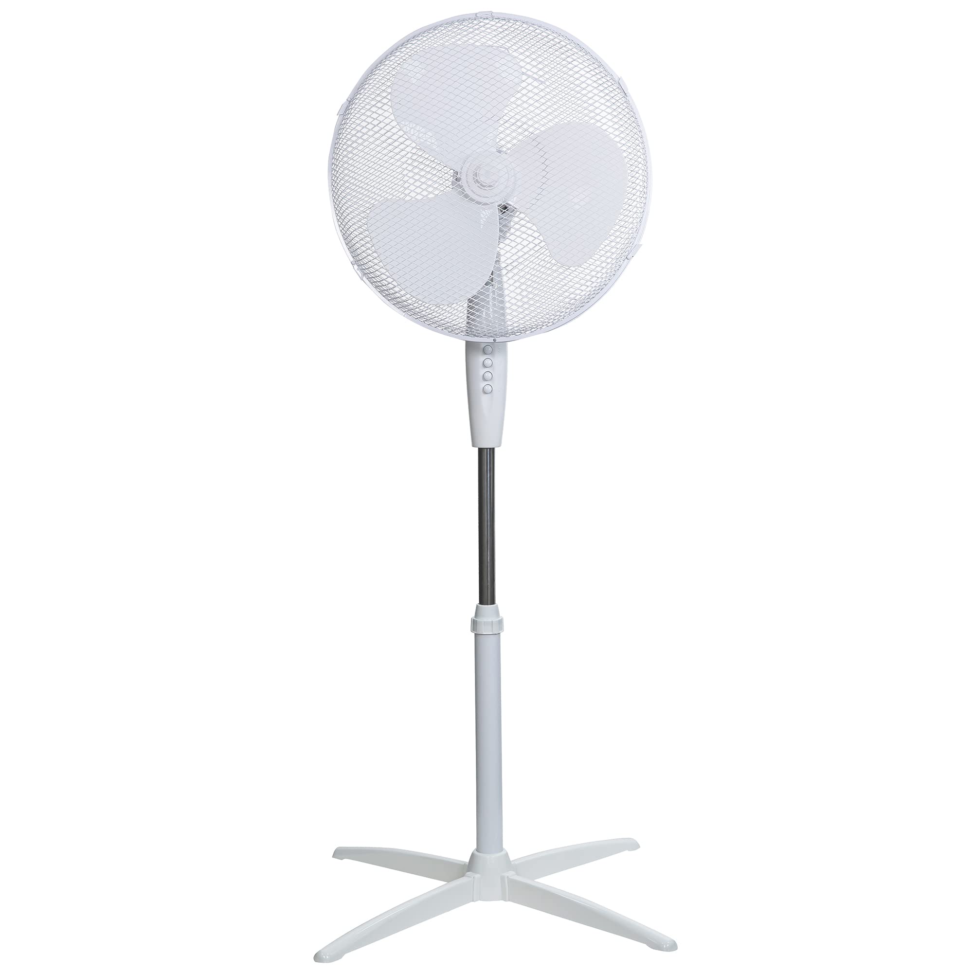 🌀🌬️ Russell Hobbs RHPPF1621 Standventilator, 40,5 cm, leicht, 3 Geschwindigkeiten, Weitwinkel-Schwenken, kräftiger Luftstrom, verstellbare Höhe, weiß - Angebot Angebot bei HelloDeals