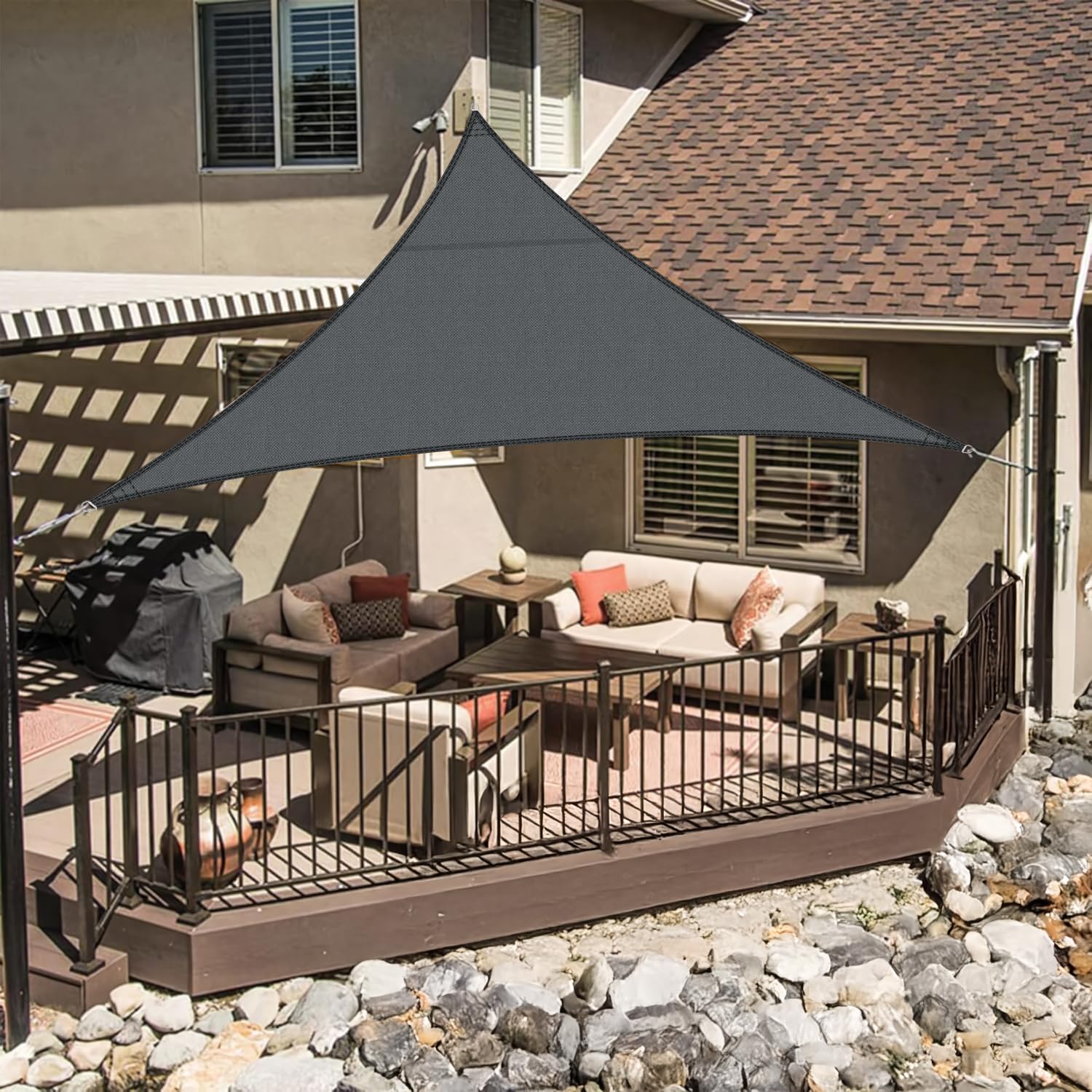 LOVE STORY Sonnensegel Dreieckig 3x3x3m Wasserdicht Anthrazit Sonnenschutz Windschutz Segel PES Polyester Angebot bei HelloDeals