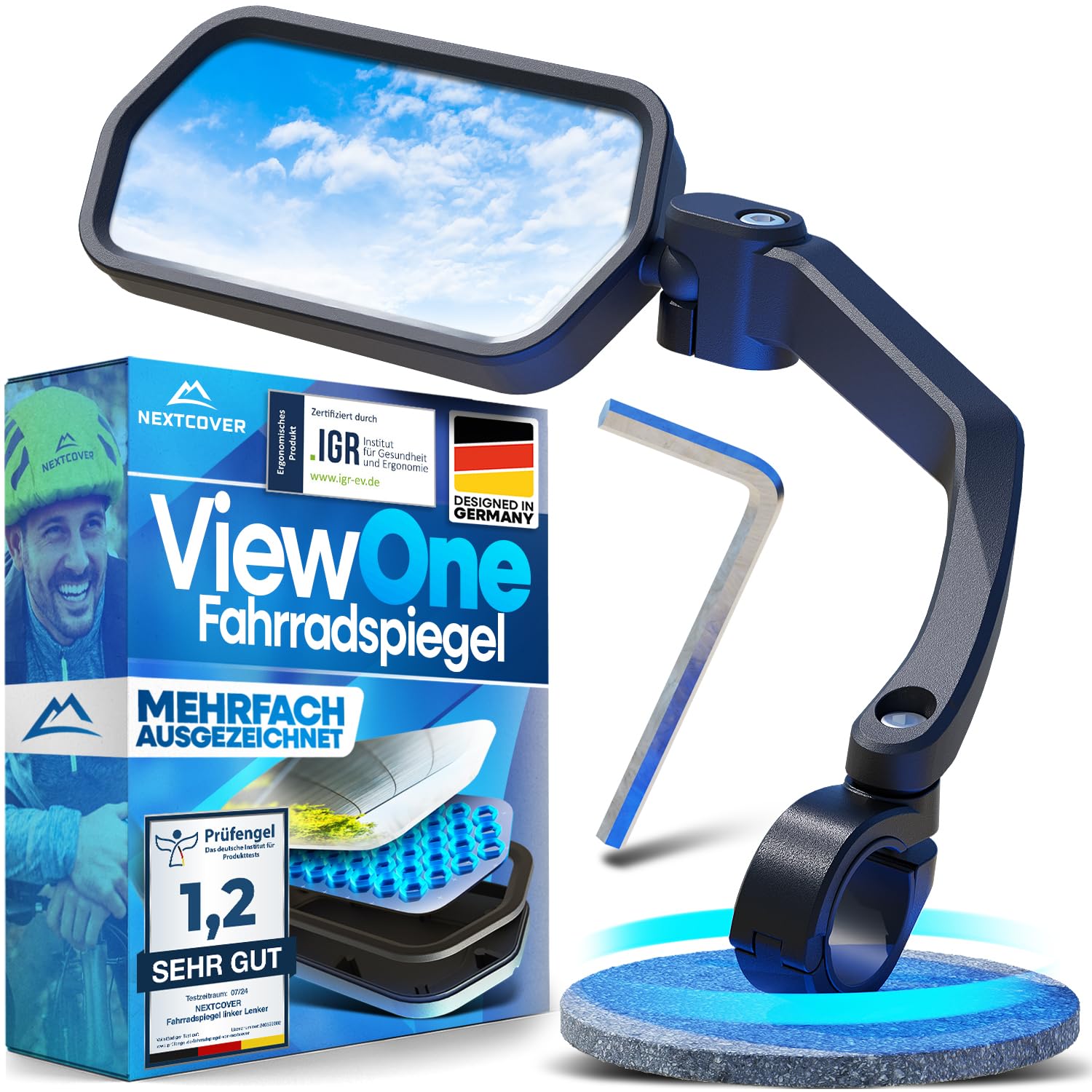 🚲🔍 NEXTCOVER® Fahrradspiegel für Lenker [links] mit ProVision-Echtglas Angebot bei HelloDeals