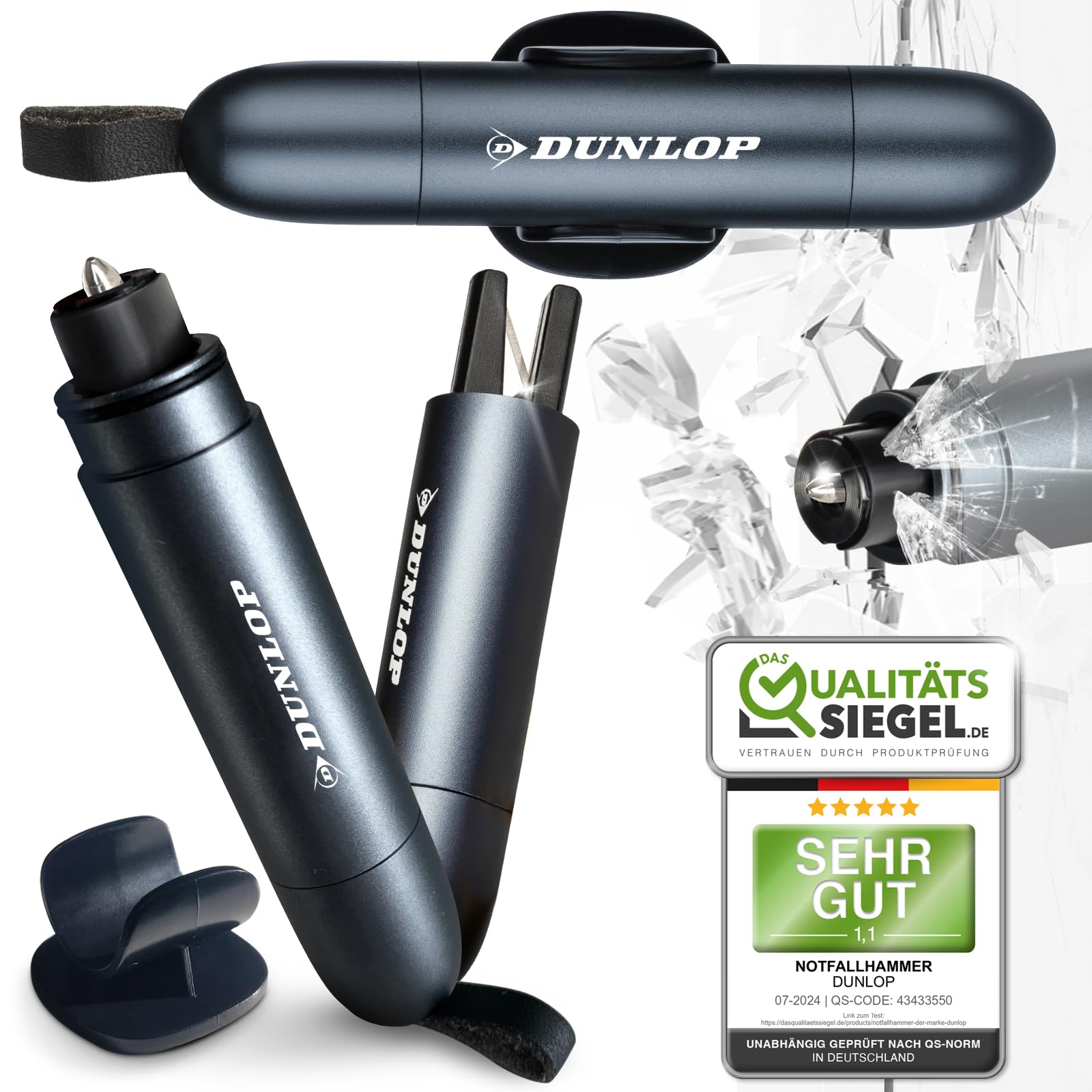 Dunlop Automotive Gurtschneider Notfallhammer-Marken Notfall Hammer mit Testglas zum Üben 🚗💥 Angebot bei HelloDeals
