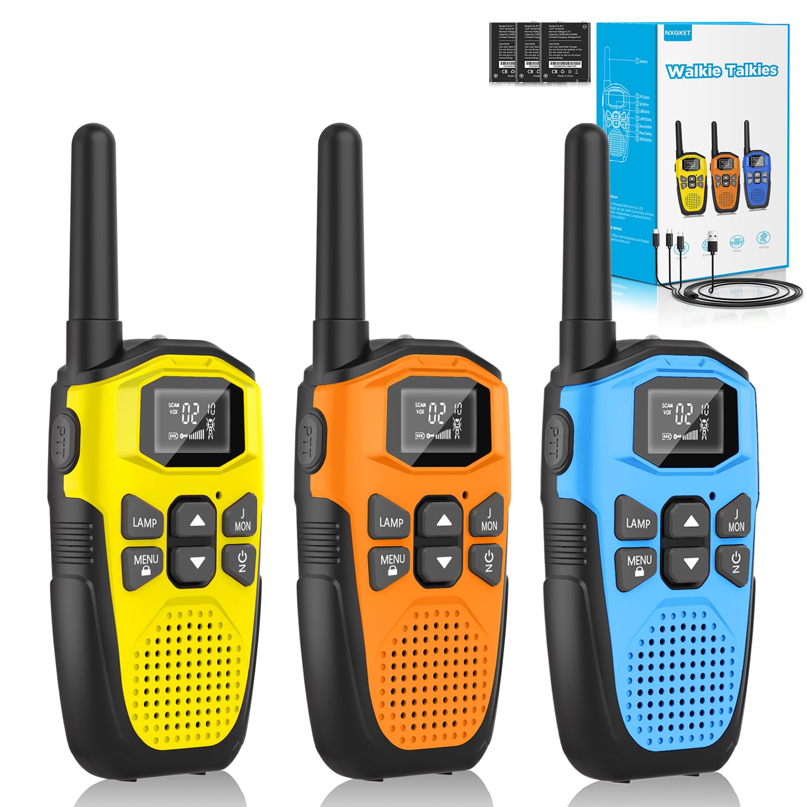 3er Set NXGKET Walkie Talkie Aufladbar für Erwachsene Kinder Funkgeräte 📶🔦 Angebot bei HelloDeals