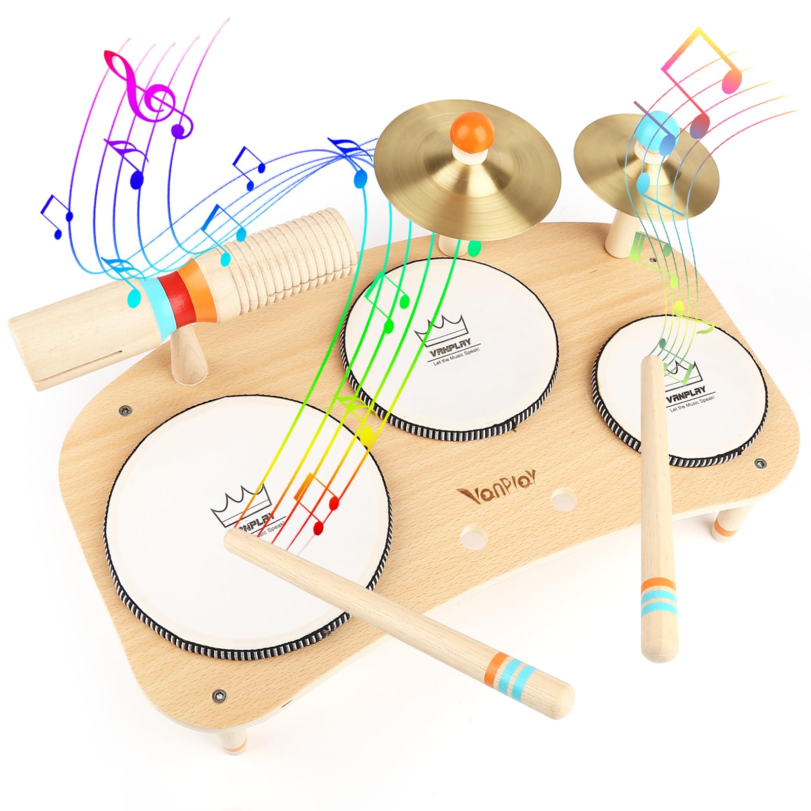 Holzspielzeug Schlagzeug Kinder 8 In 1 🥁 Musikinstrumente ab 3-5 Jahre - Montessori Spielzeug Angebot bei HelloDeals