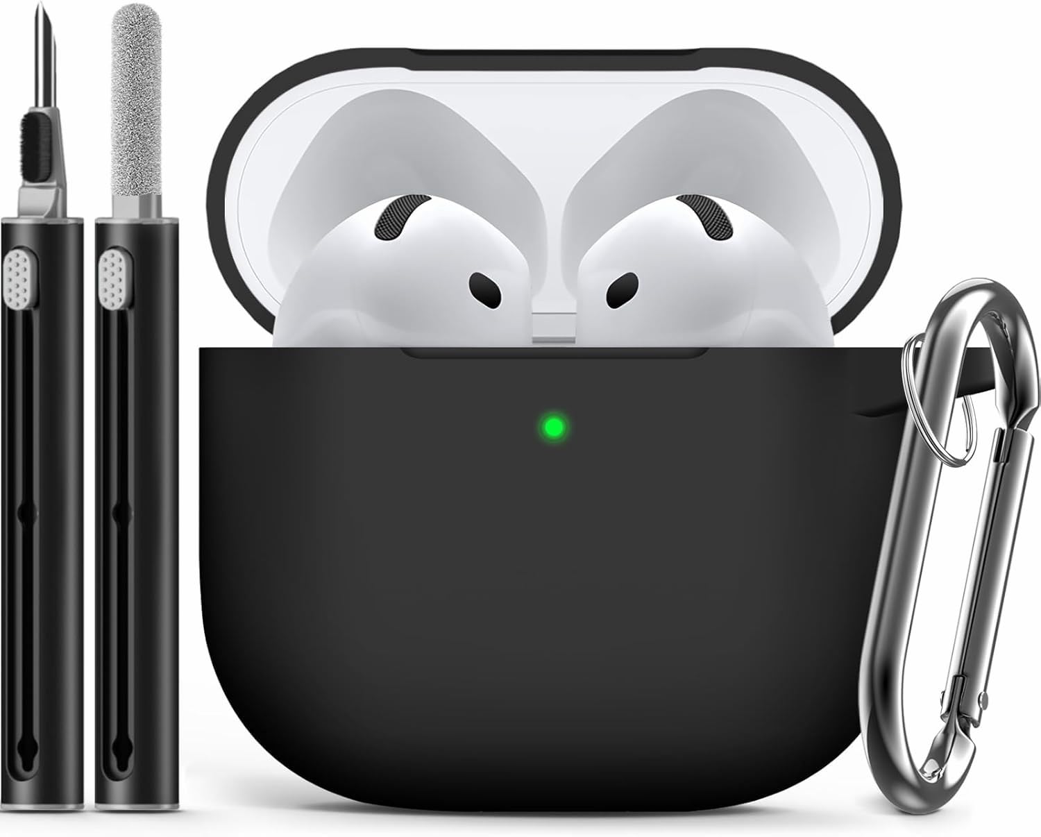 🎧 Inesore Kompatibel mit Airpods 4 Hüllenabdeckung, Silikon Schutzhülle für Apple Airpods 4 ANC-Version, Unterstützung für kabelloses Laden und sichtbare vordere LED, mit Reinigungsstift, Schwarz B3-Schwarz AirPods 4 Angebot bei HelloDeals