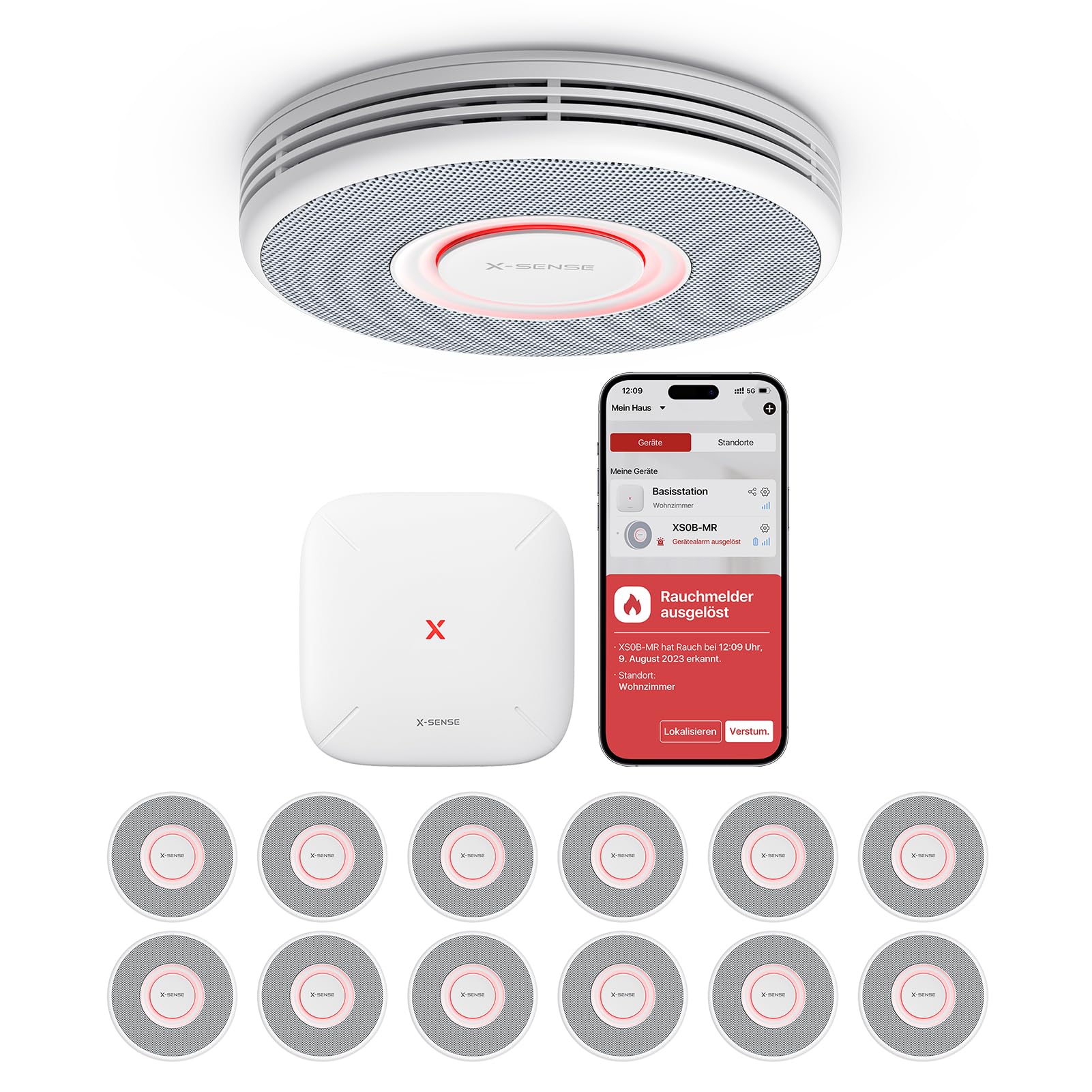 X-Sense Smarter Rauchmelder WLAN mit Sprachausgabe und 17 Standorten - 12er Set Angebot bei HelloDeals