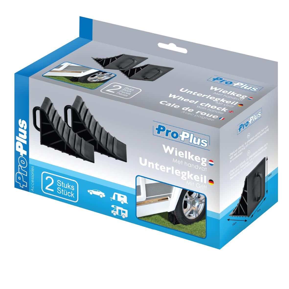 🚗 ProPlus 341347 2 x Unterlegkeile mit Griff Bremskeile Wohnwagen Anhänger PKW Hänger 🚗 Angebot bei HelloDeals