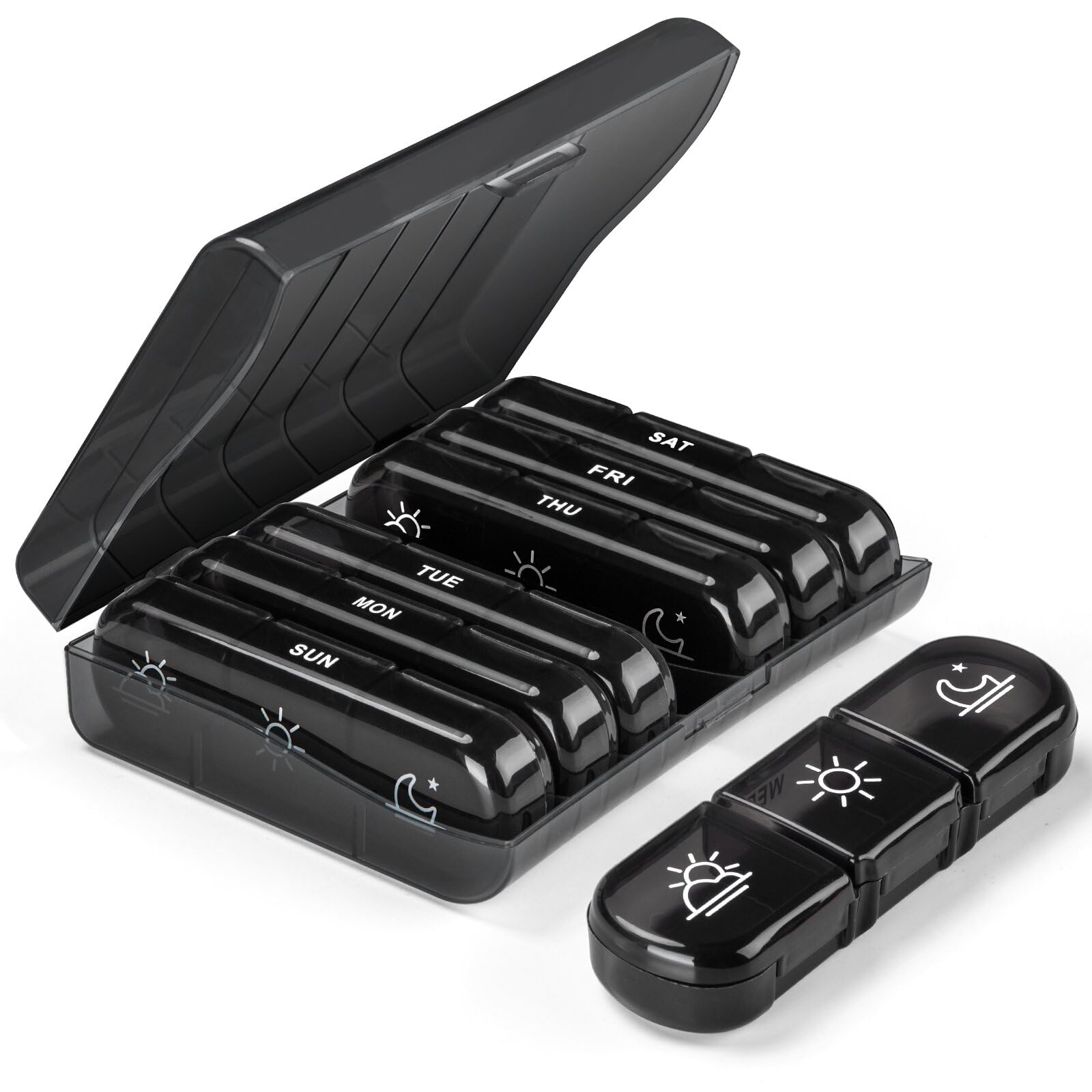 🔥 Tablettenbox 7 Tage Morgens Mittags Abends - Klein Pillendose Große Fächer Angebot bei HelloDeals