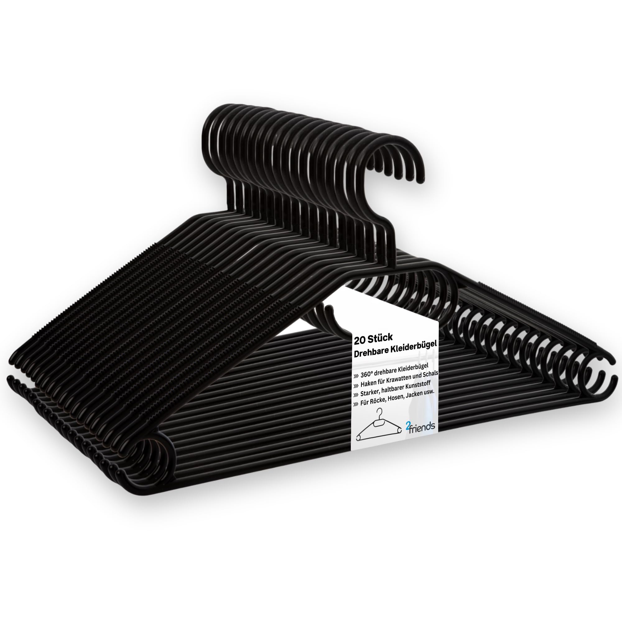 Angebot: 20 Schwarze Kleiderbügel mit drehbaren Haken - Platzsparend und Umweltfreundlich Angebot bei HelloDeals